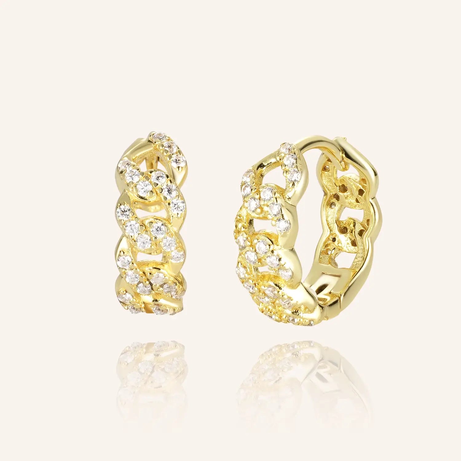 Sparkle Pave Cuban Moissanite Hoop Earrings