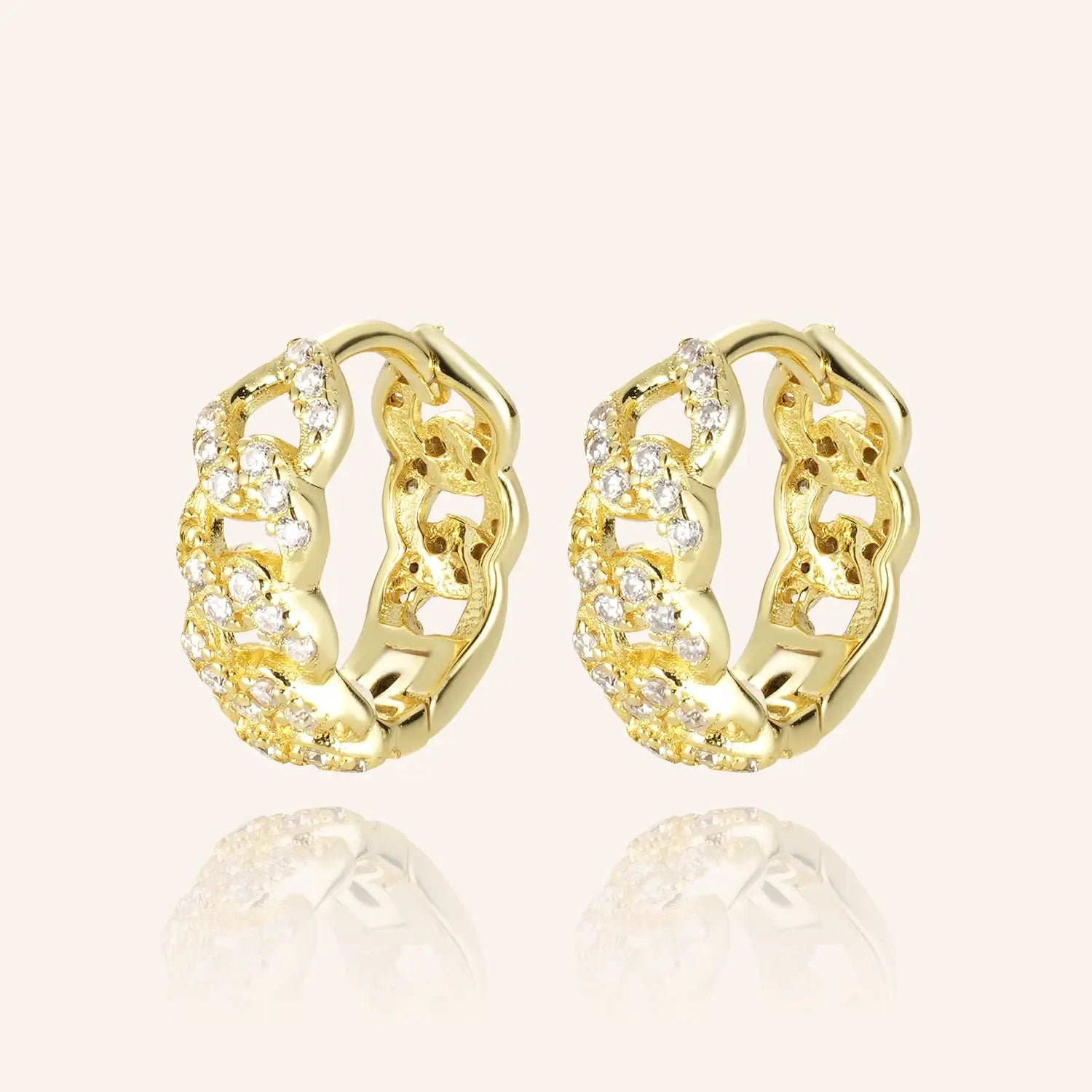 Sparkle Pave Cuban Moissanite Hoop Earrings