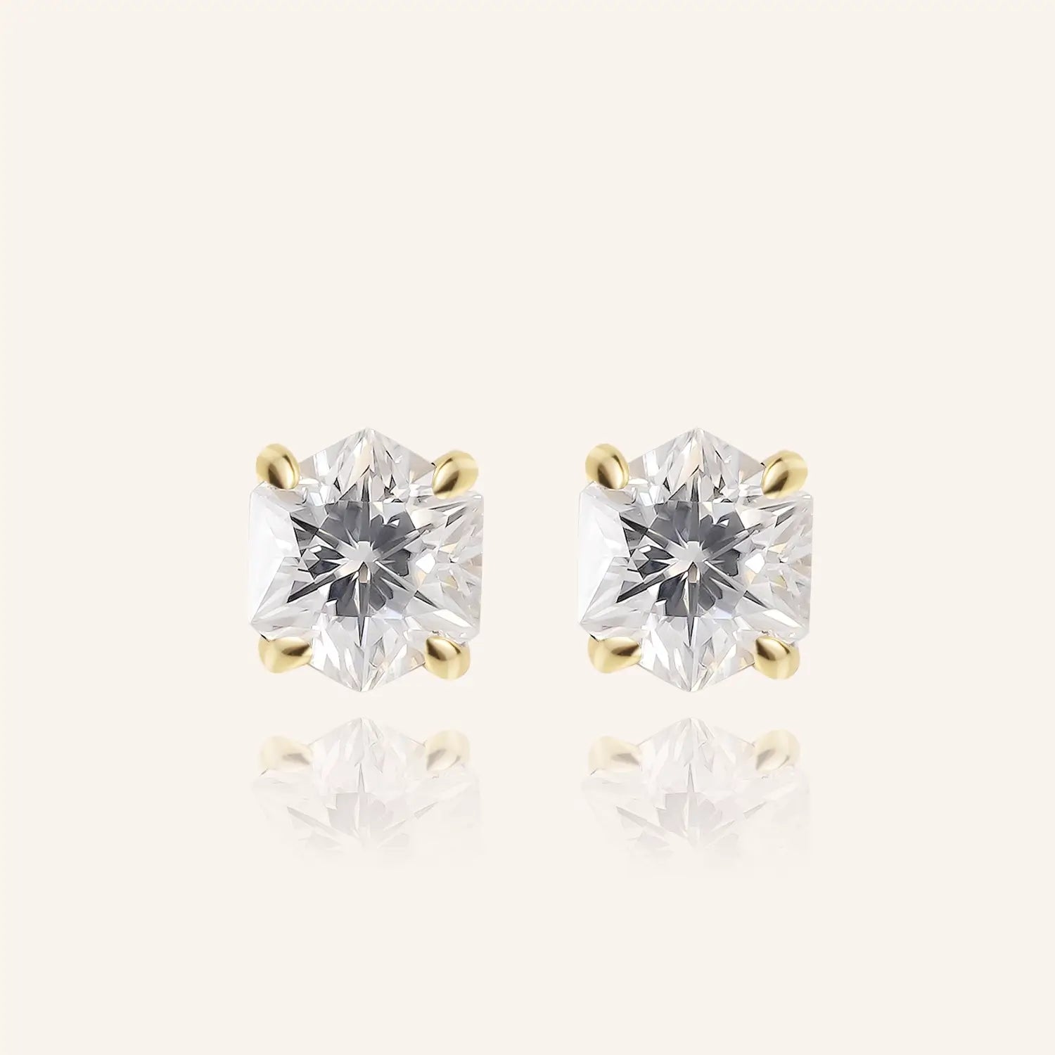 Hexagon Cut Moissanite Cross Barbell Screw Back Earrings