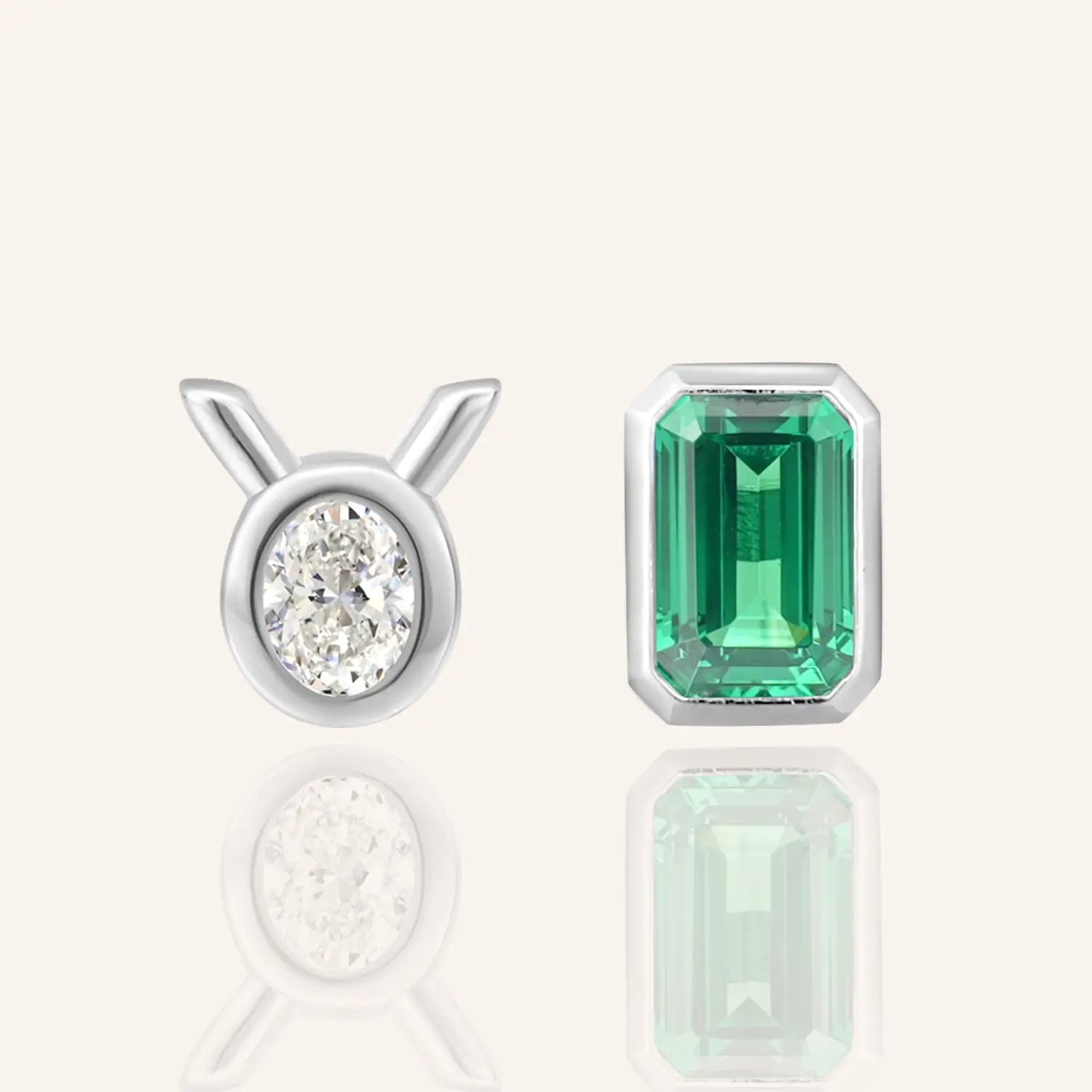 14K White Gold Plated Libra Zodiac Silver Moissanite Diamond Stud Earrings