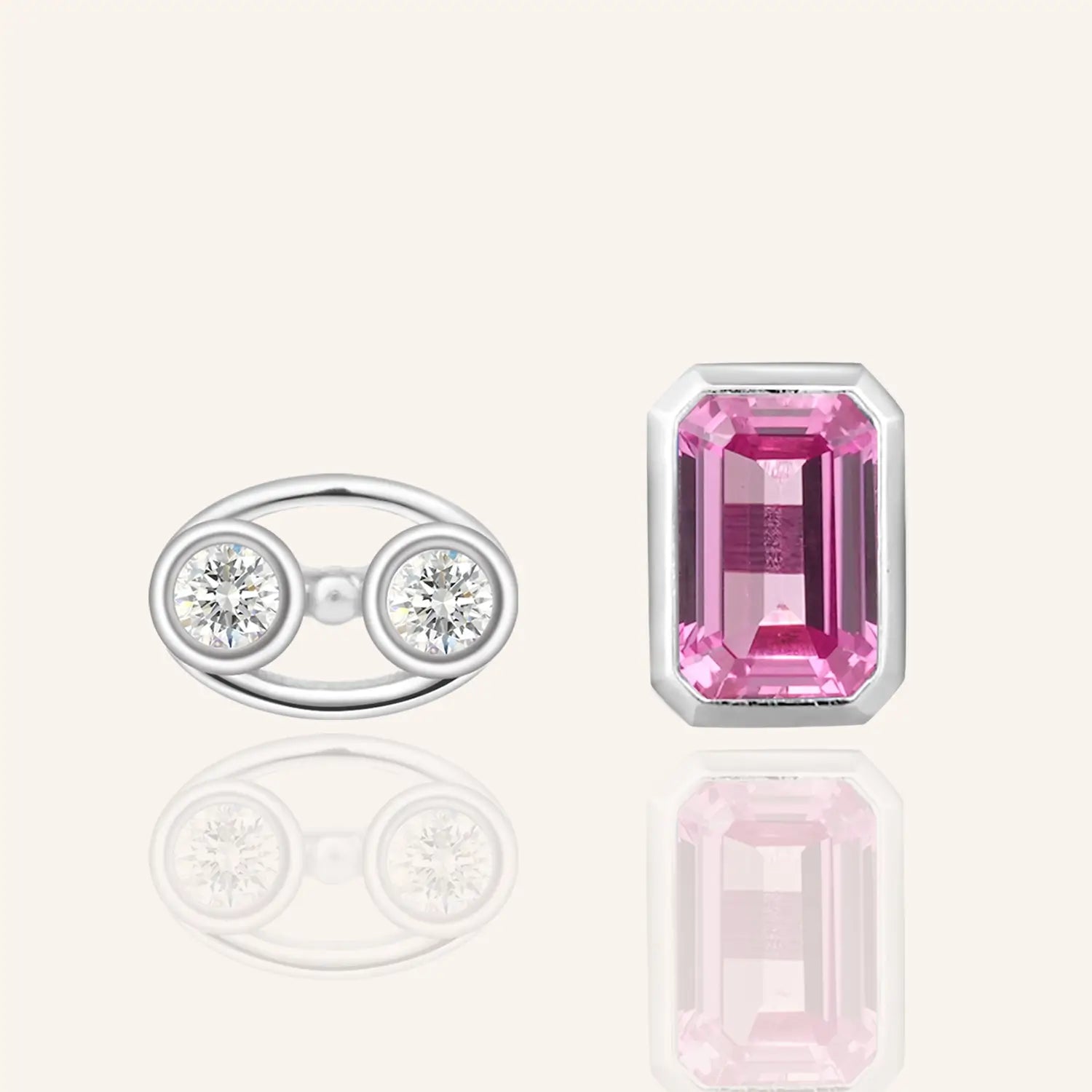 14K White Gold Plated Libra Zodiac Silver Moissanite Diamond Stud Earrings