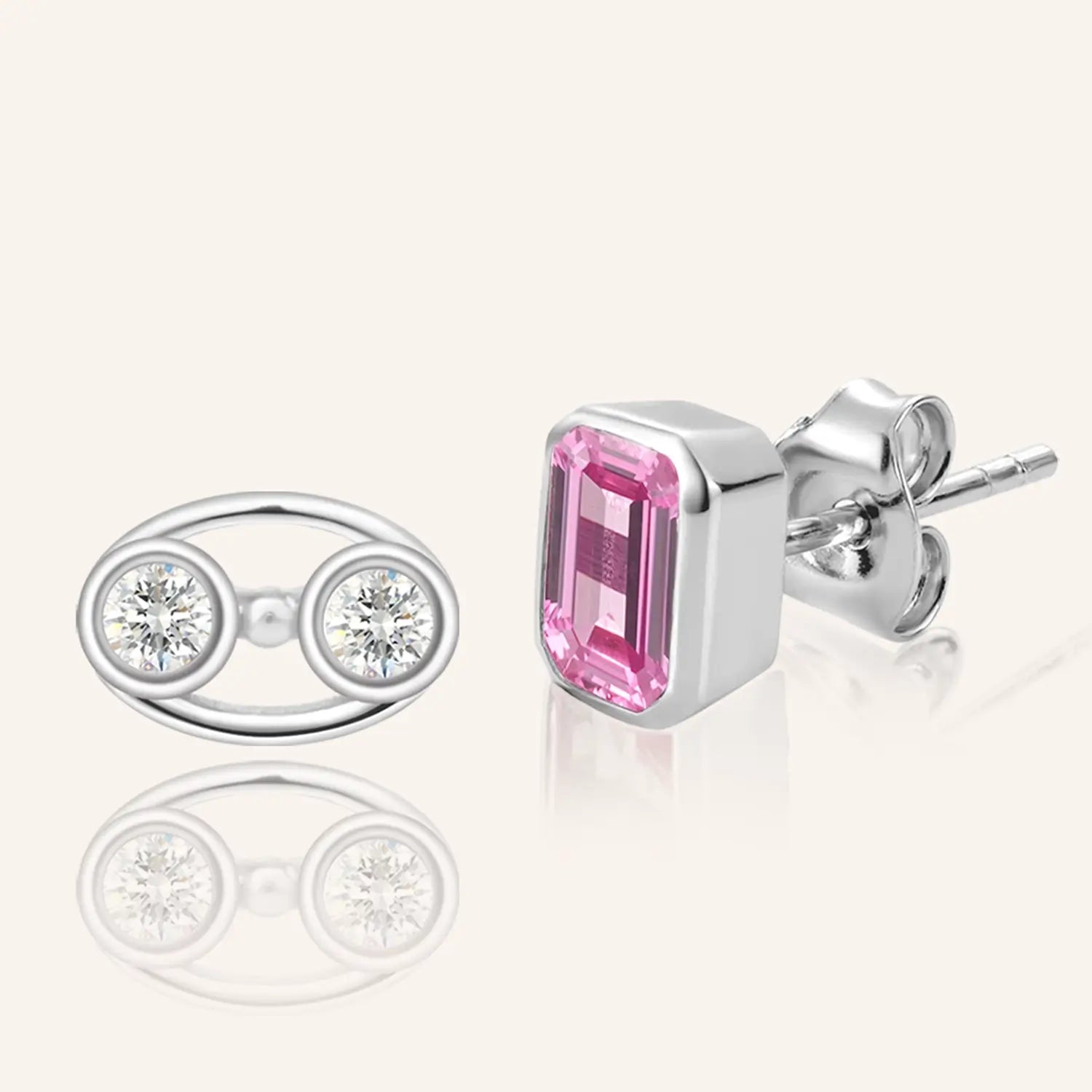 14K White Gold Plated Cancer Zodiac Silver Moissanite Diamond Stud Earrings
