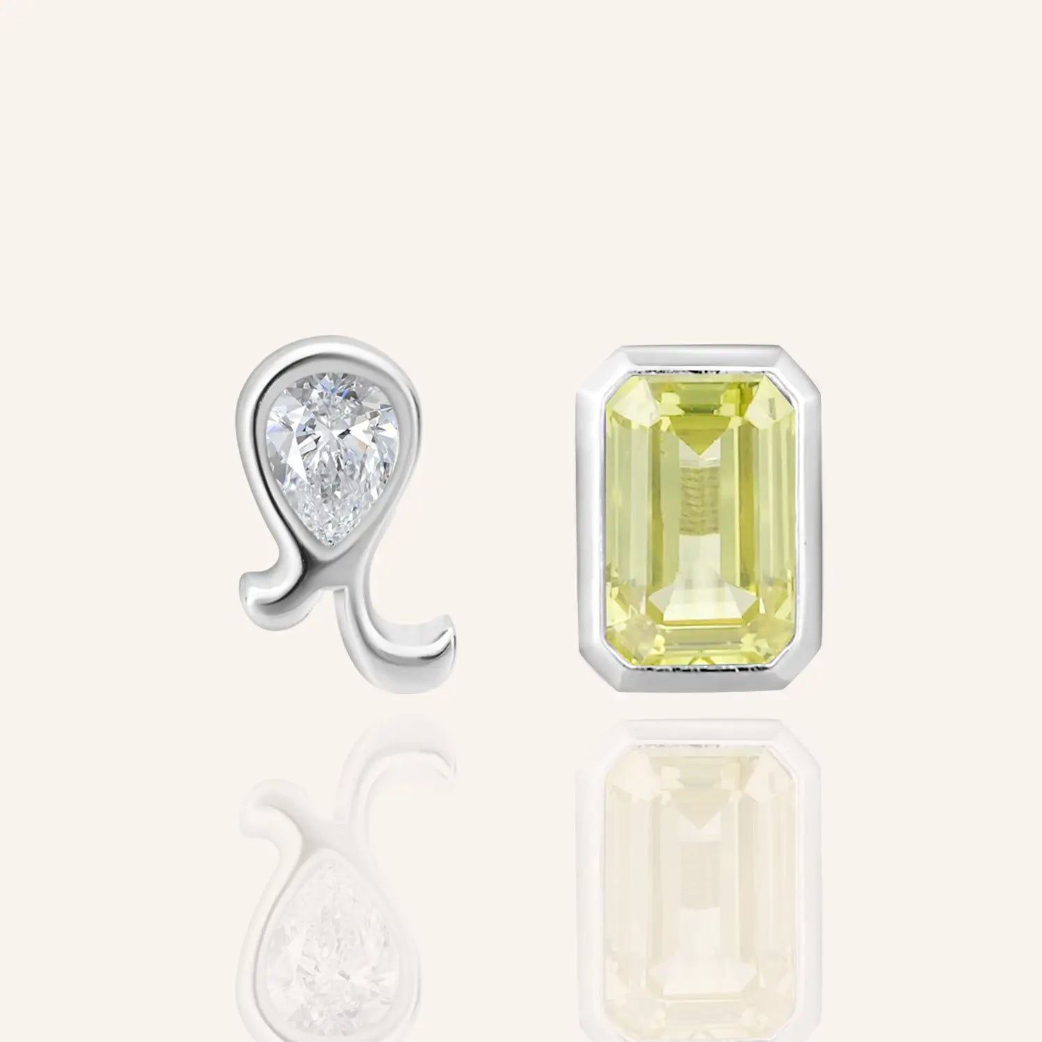 14K White Gold Plated Libra Zodiac Silver Moissanite Diamond Stud Earrings