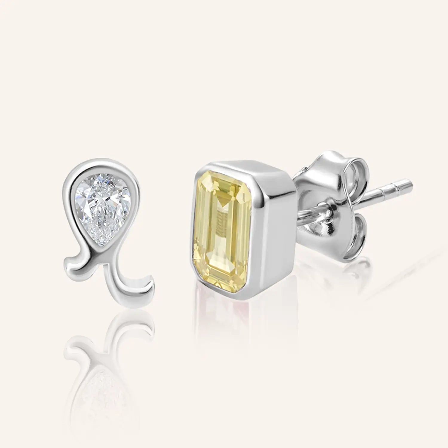 14K White Gold Plated Leo Zodiac Silver Moissanite Diamond Stud Earrings