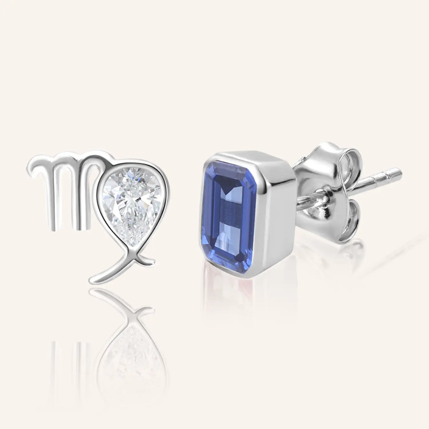 14K White Gold Plated Virgo Zodiac Silver Moissanite Diamond Stud Earrings