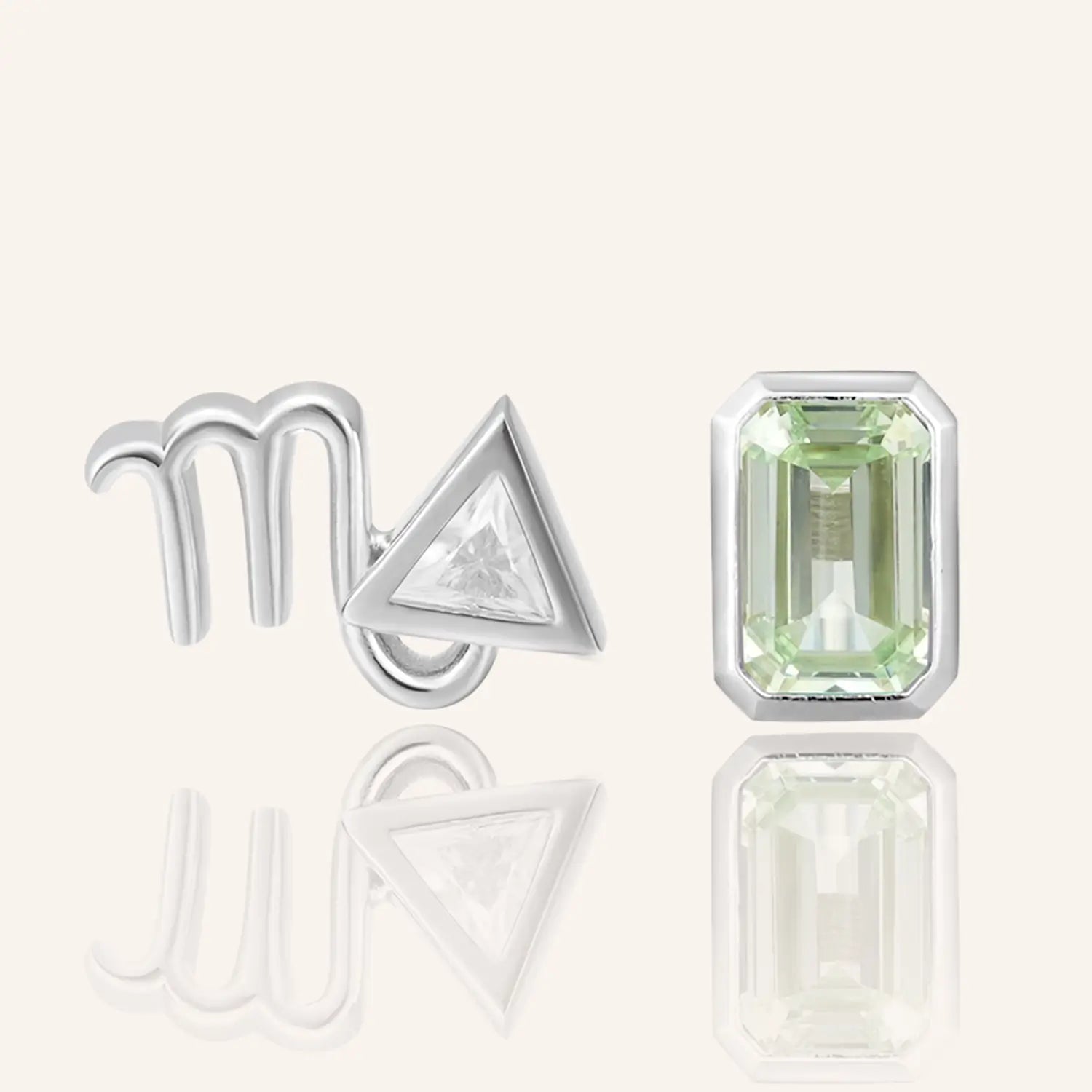 14K White Gold Plated Libra Zodiac Silver Moissanite Diamond Stud Earrings