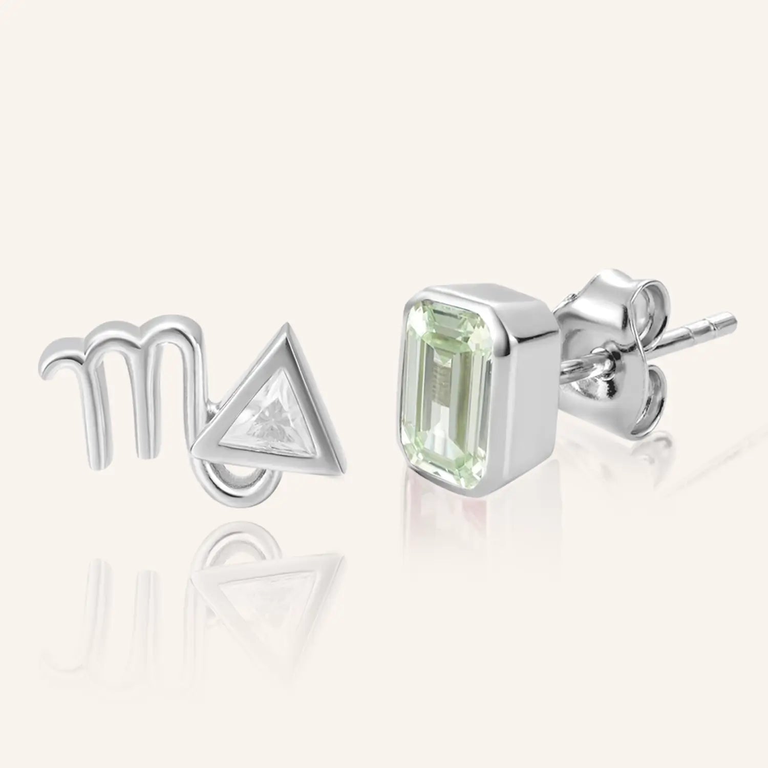 14K White Gold Plated Scorpio Zodiac Silver Moissanite Diamond Stud Earrings
