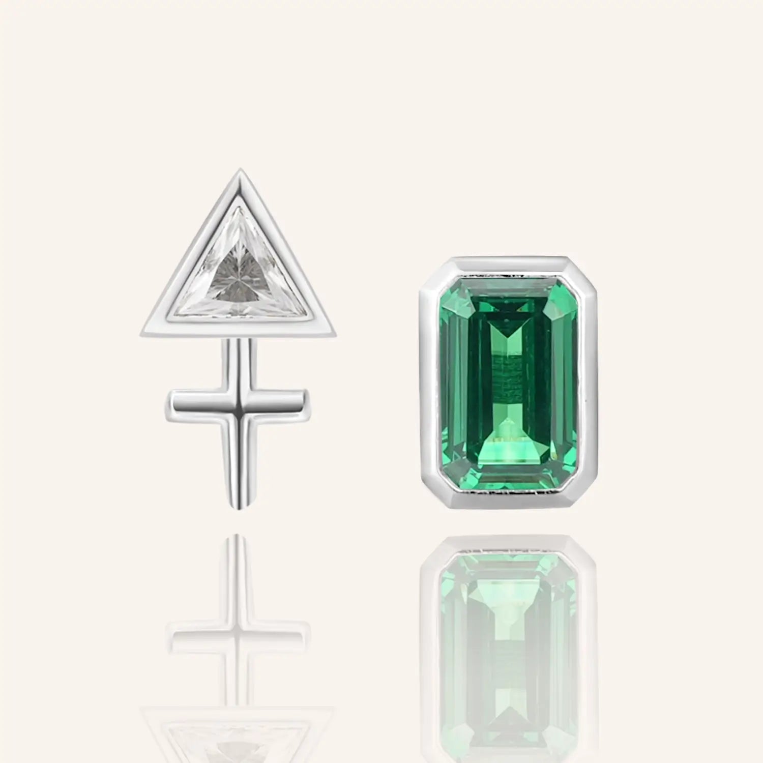 14K White Gold Plated Libra Zodiac Silver Moissanite Diamond Stud Earrings