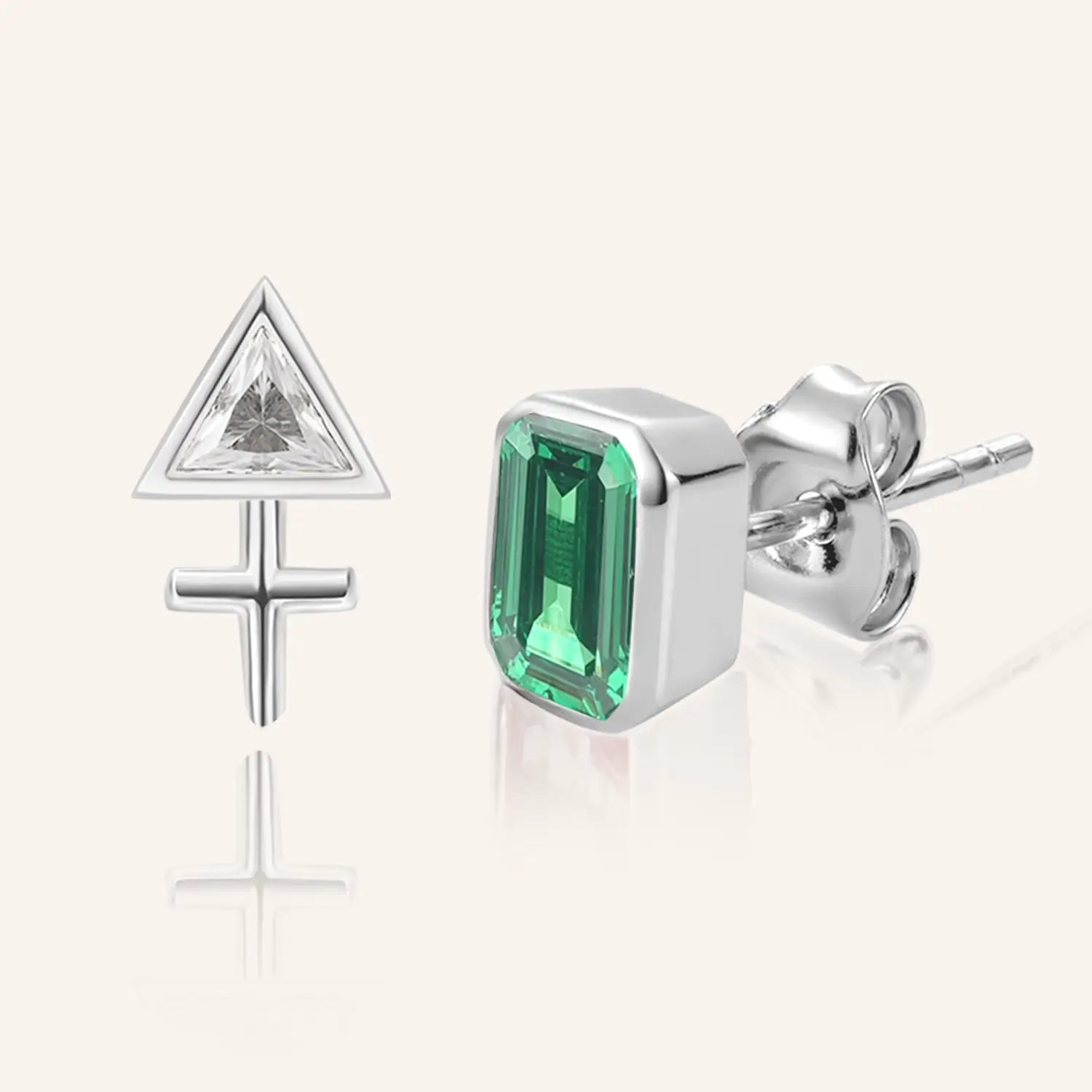 14K White Gold Plated Sagittarius Zodiac Silver Moissanite Diamond Stud Earrings