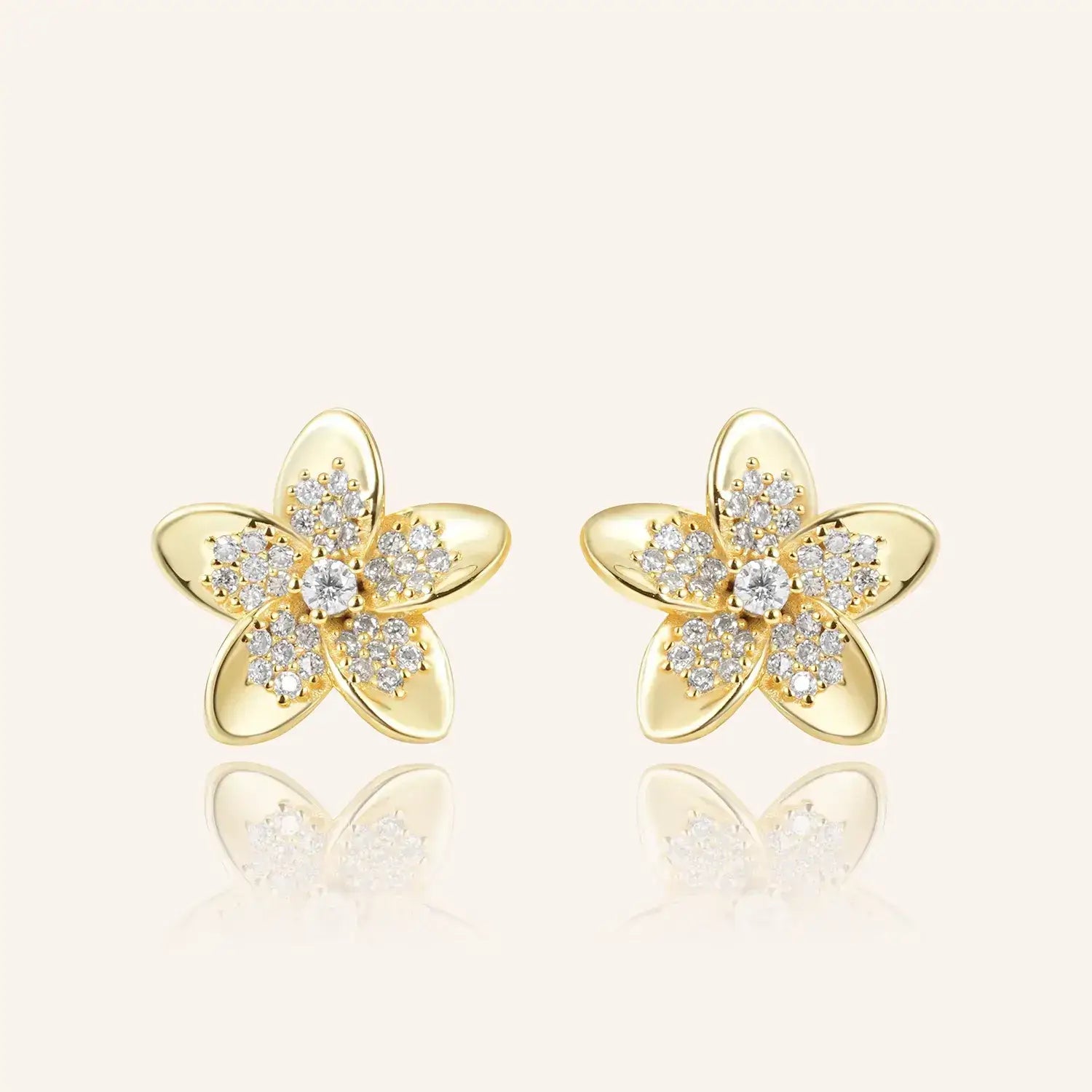 Plumeria Moissanite Diamond Vacation Stud Earrings