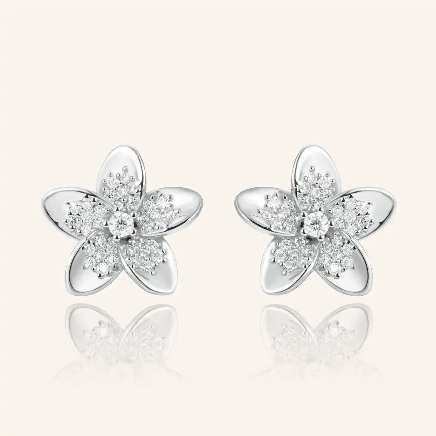 Plumeria Moissanite Diamond Vacation Stud Earrings