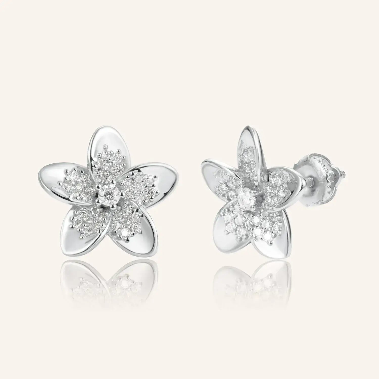 Plumeria Moissanite Diamond Vacation Stud Earrings