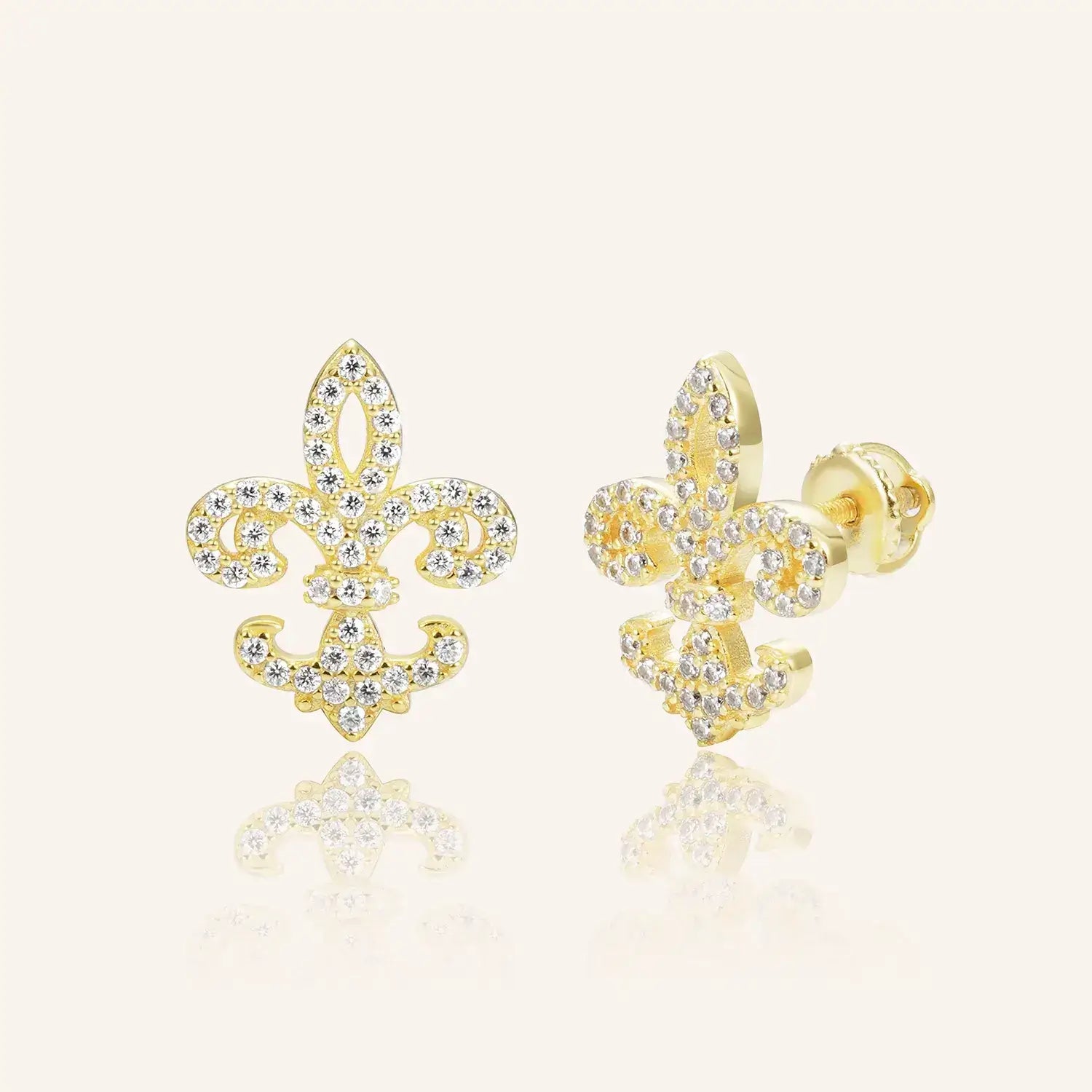 Fleur De Lis Petite Moissanite Diamond Fashion Earrings