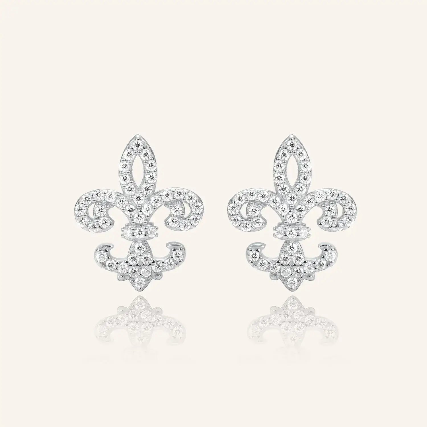 Fleur De Lis Petite Moissanite Diamond Fashion Earrings
