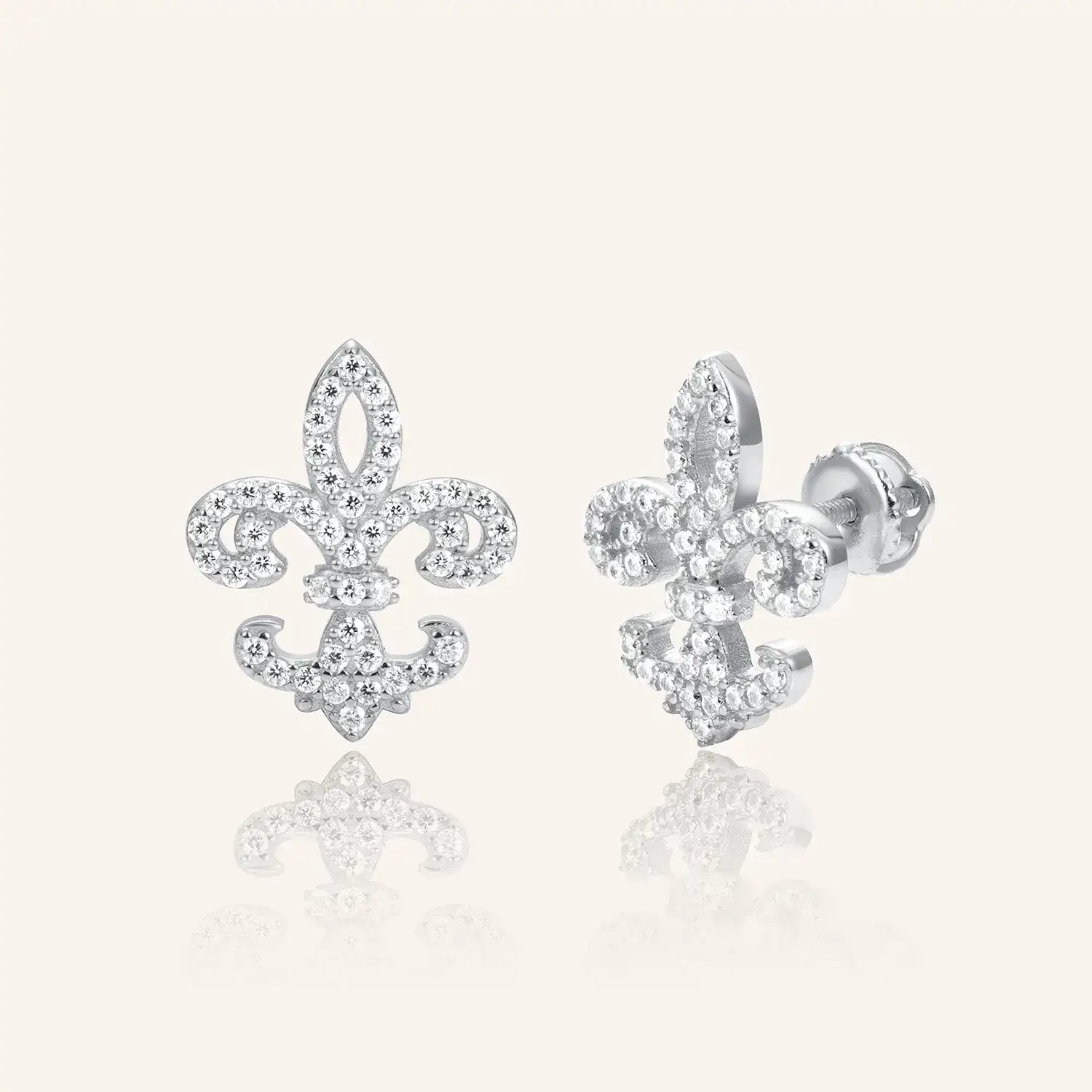 Fleur De Lis Petite Moissanite Diamond Fashion Earrings