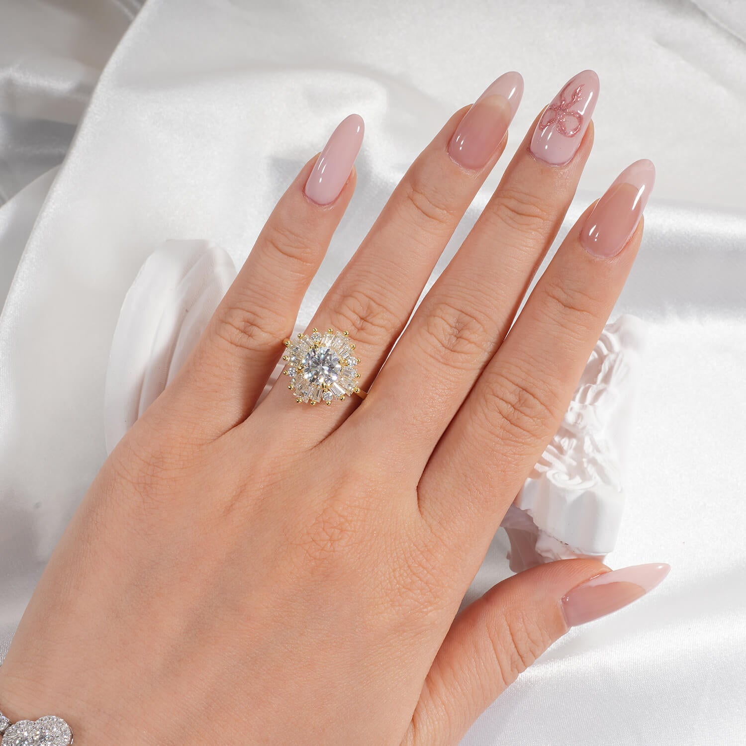 Art Deco Ring 2.9 CTW Round Cut Moissanite Diamond Ring 14K Gold Plated Vintage Anniversary Engagement Ring