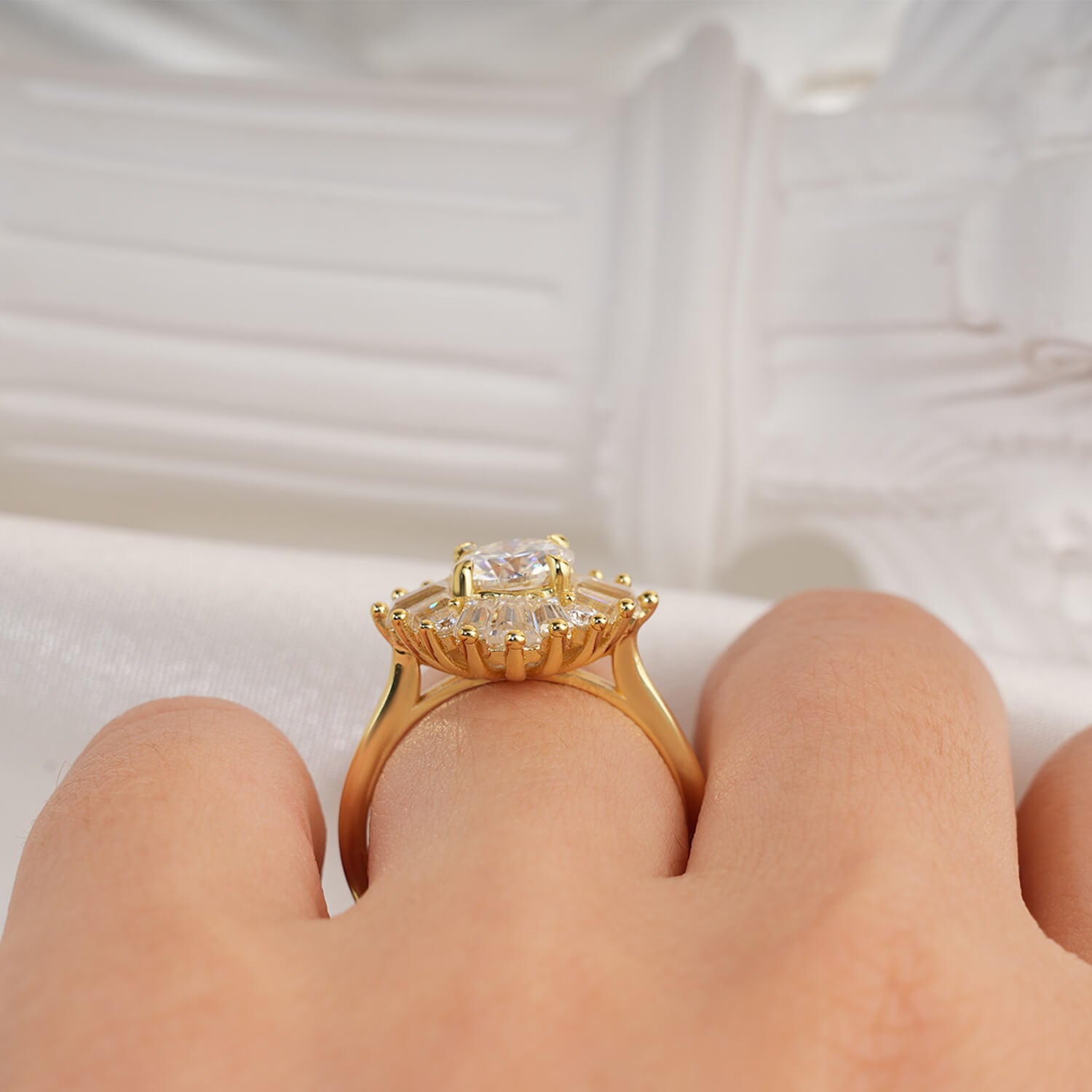 Art Deco Ring 2.9 CTW Round Cut Moissanite Diamond Ring 14K Gold Plated Vintage Anniversary Engagement Ring