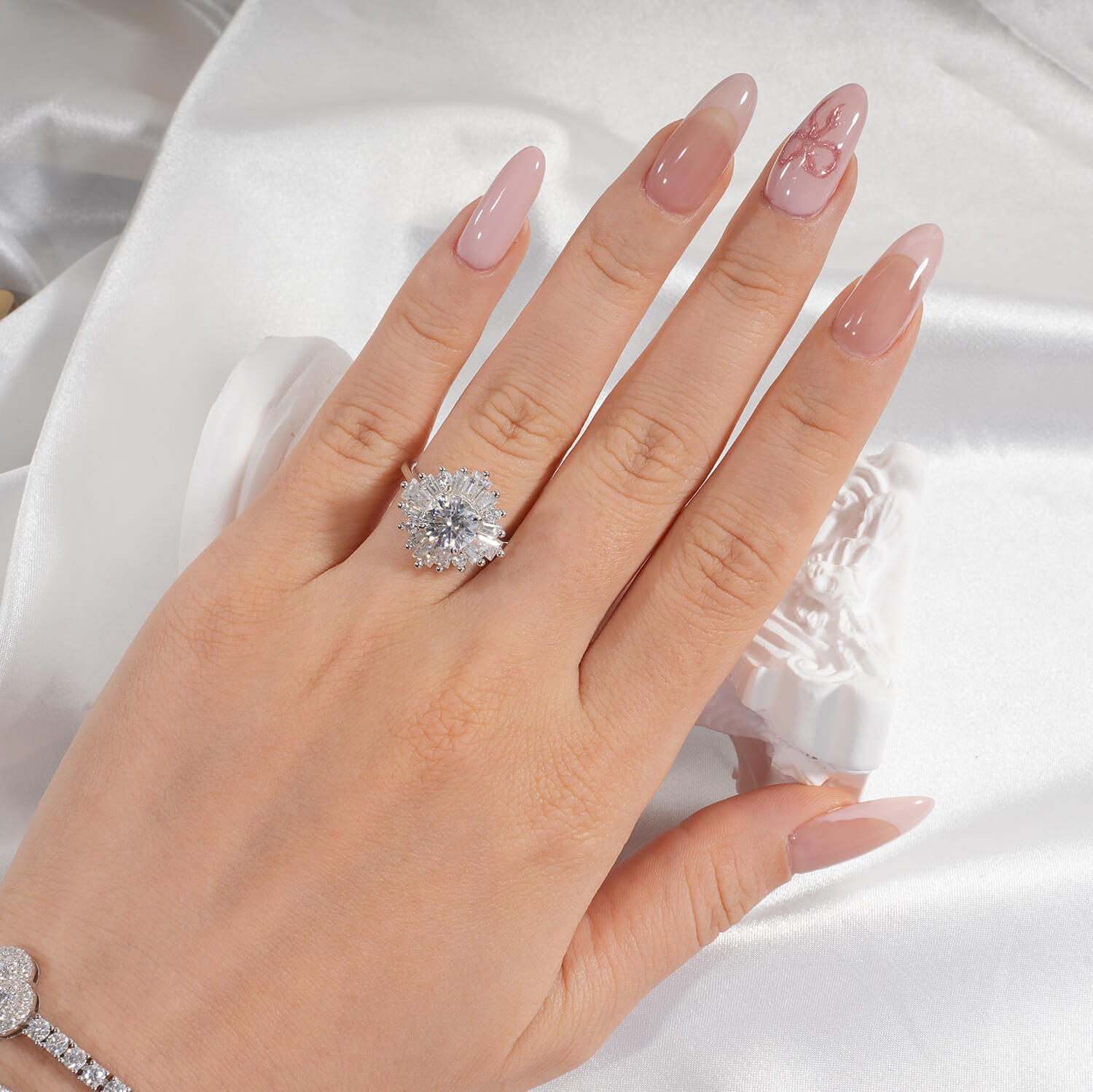 Art Deco Ring 2.9 CTW Round Cut Moissanite Diamond Ring 14K Gold Plated Vintage Anniversary Engagement Ring