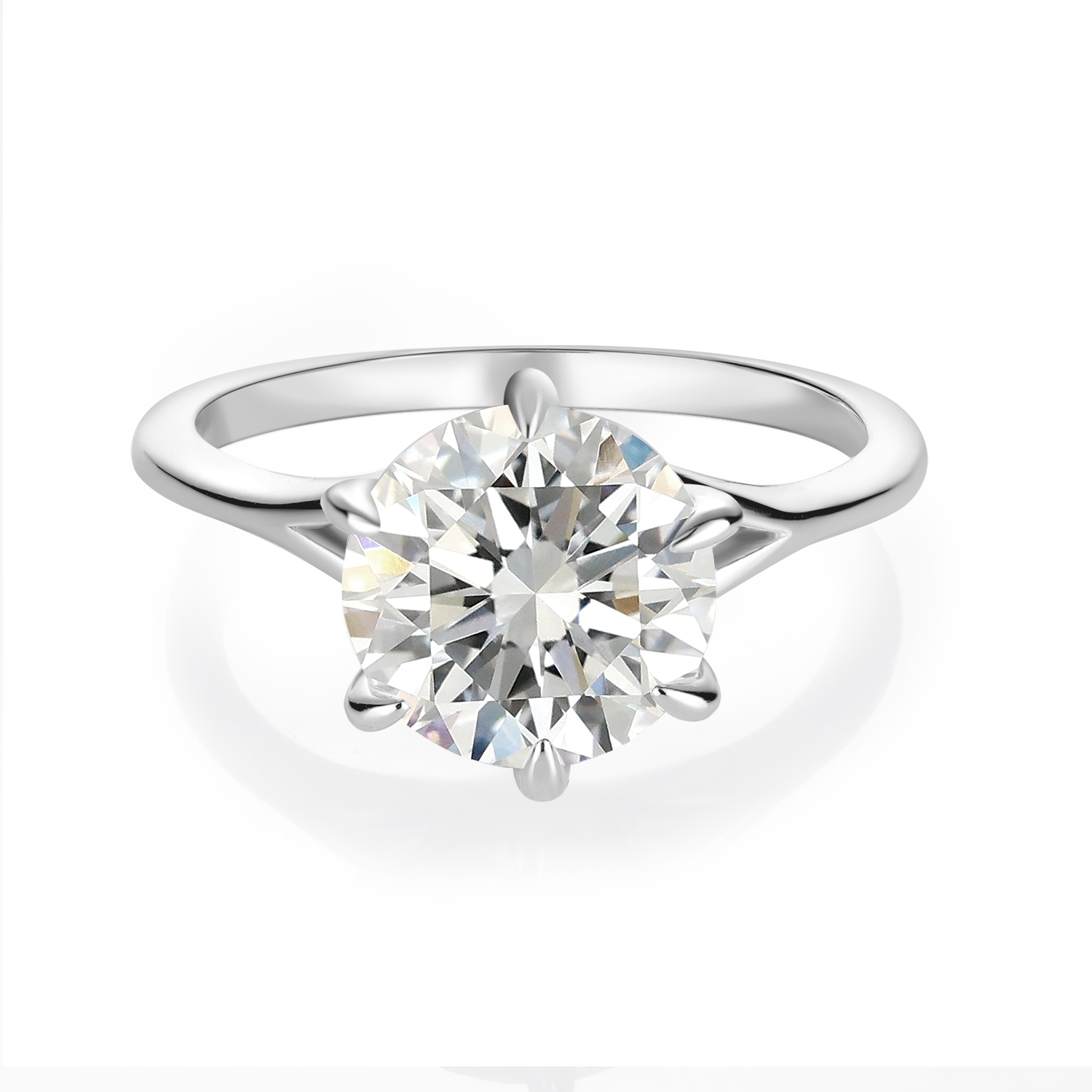 14K Gold Plated Solitaire Round Brillant Cut Moissanite Diamond Engagement Ring