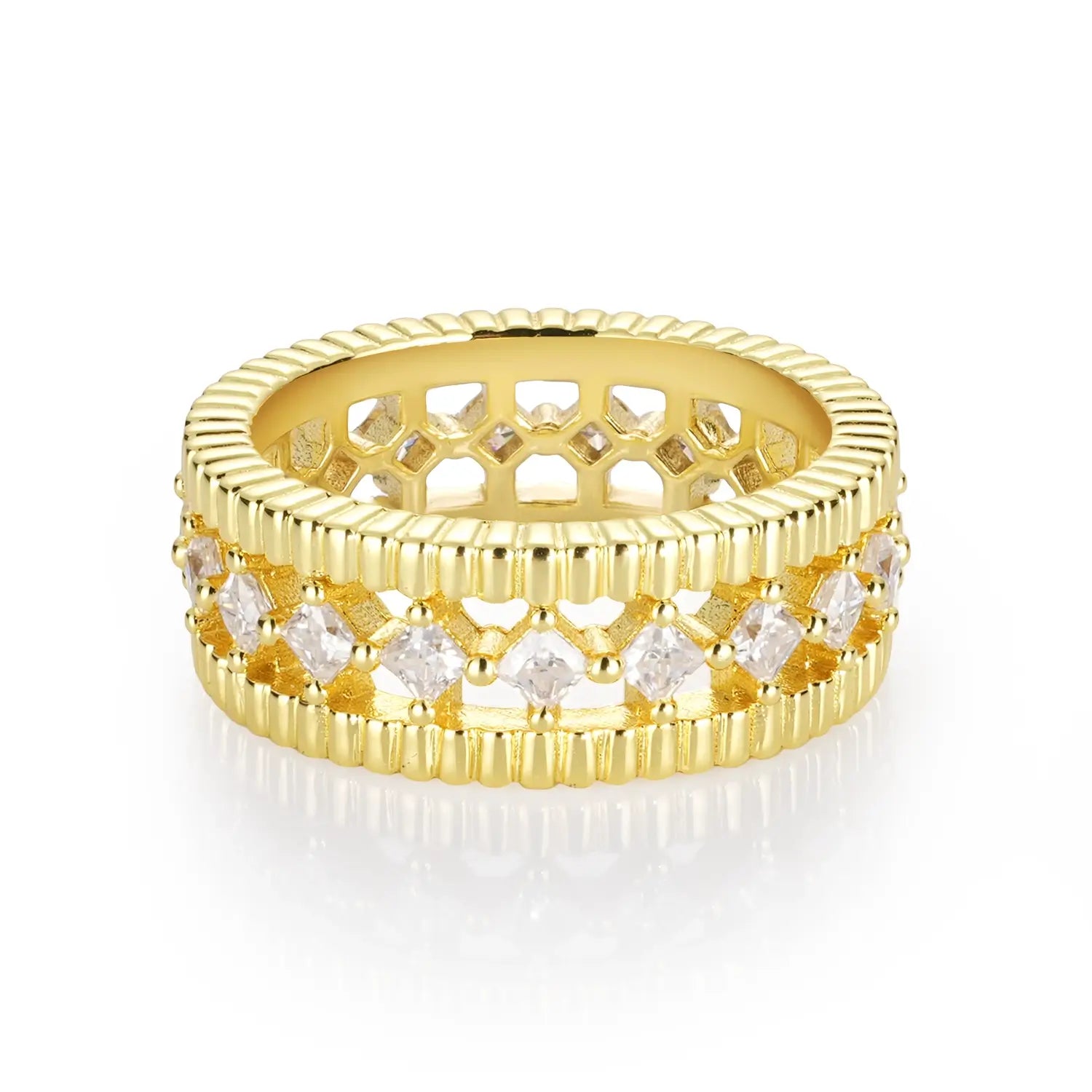 2*2MM Princess Cut White Moissanite Vintage Ring