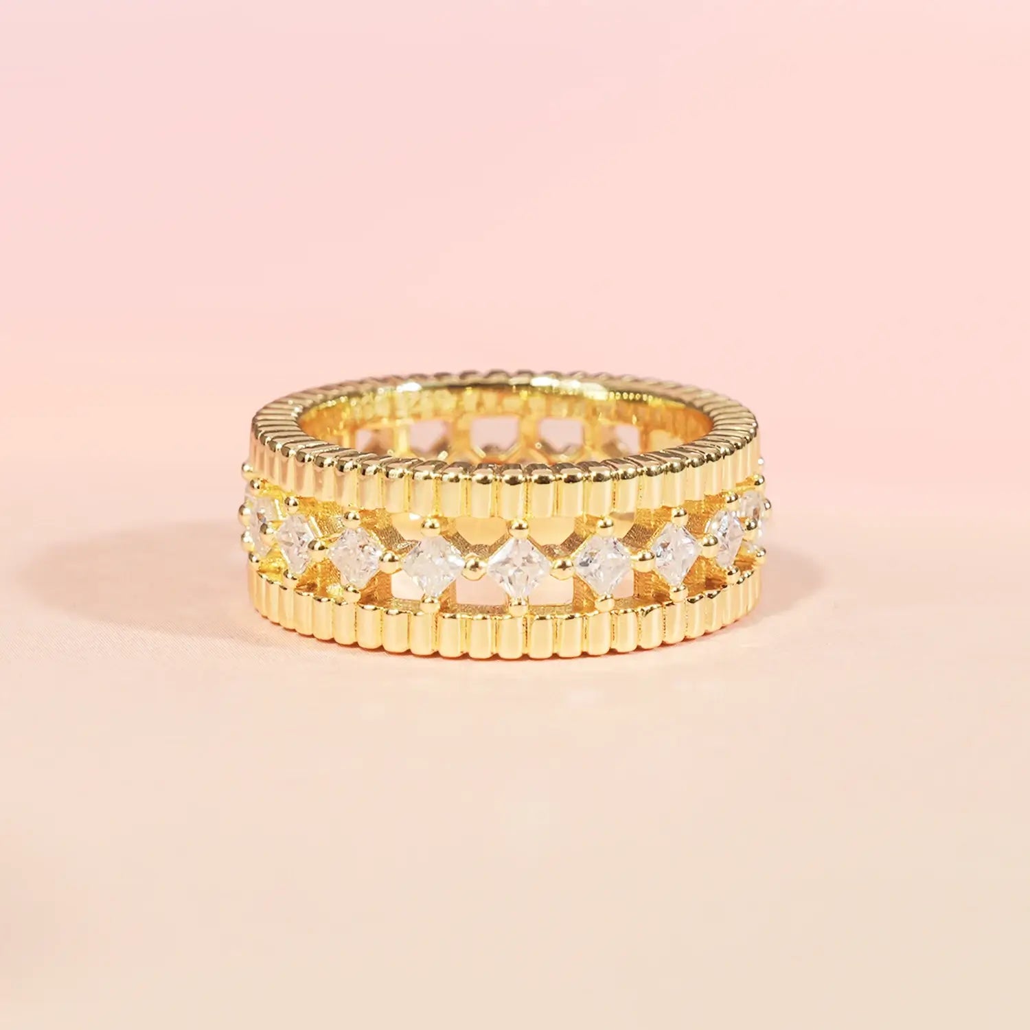 2*2MM Princess Cut White Moissanite Vintage Ring