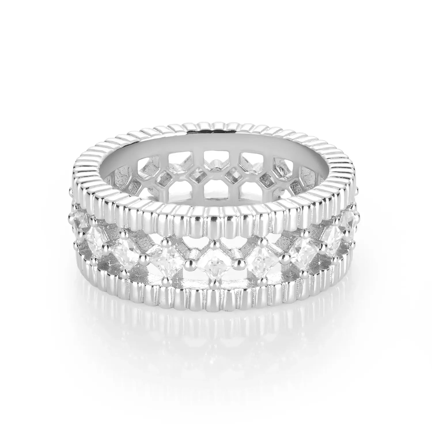 2*2MM Princess Cut White Moissanite Vintage Ring