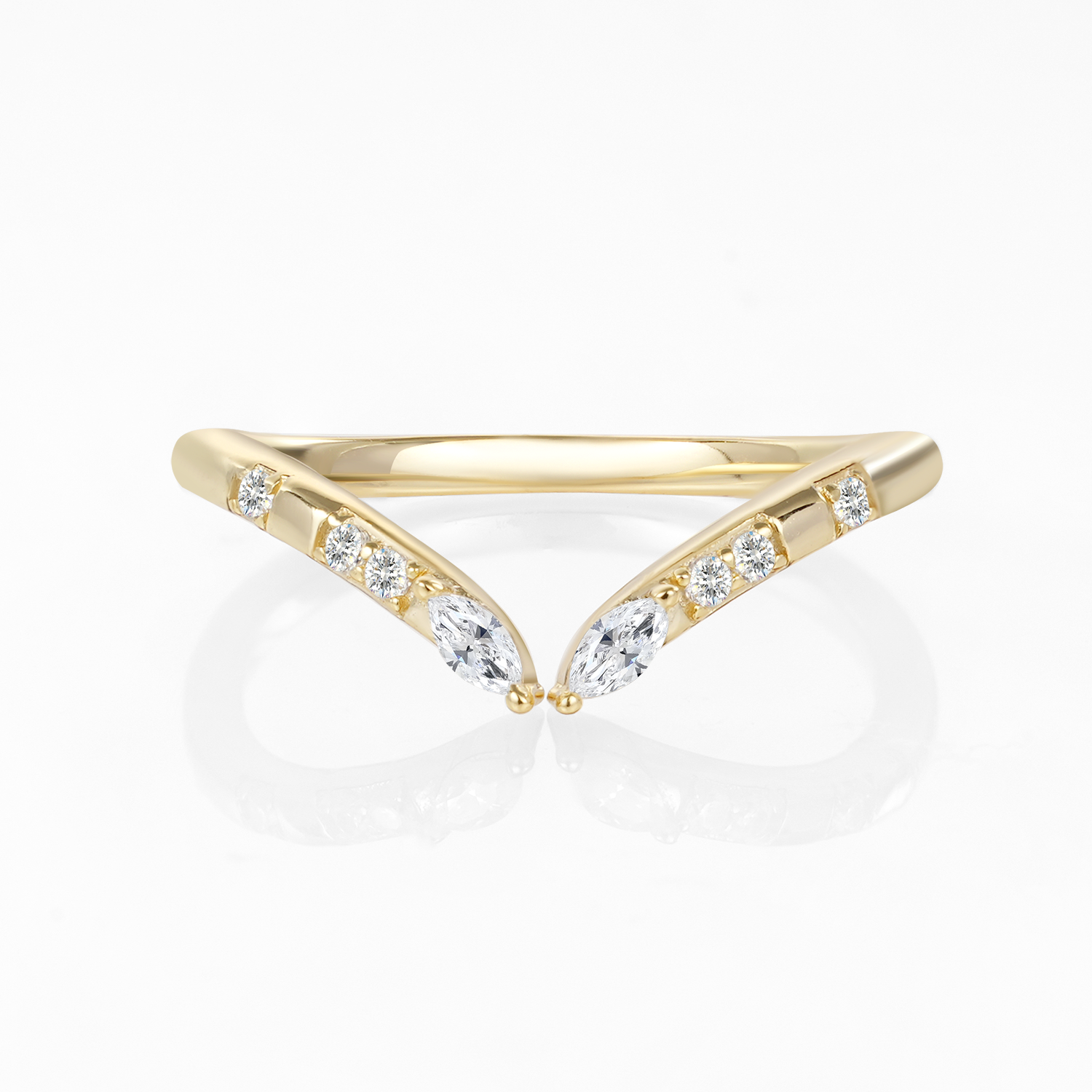 Unique Halo Kite Cut Diamond Bridal Set 14K Gold Plated Moissanite Engagement Ring
