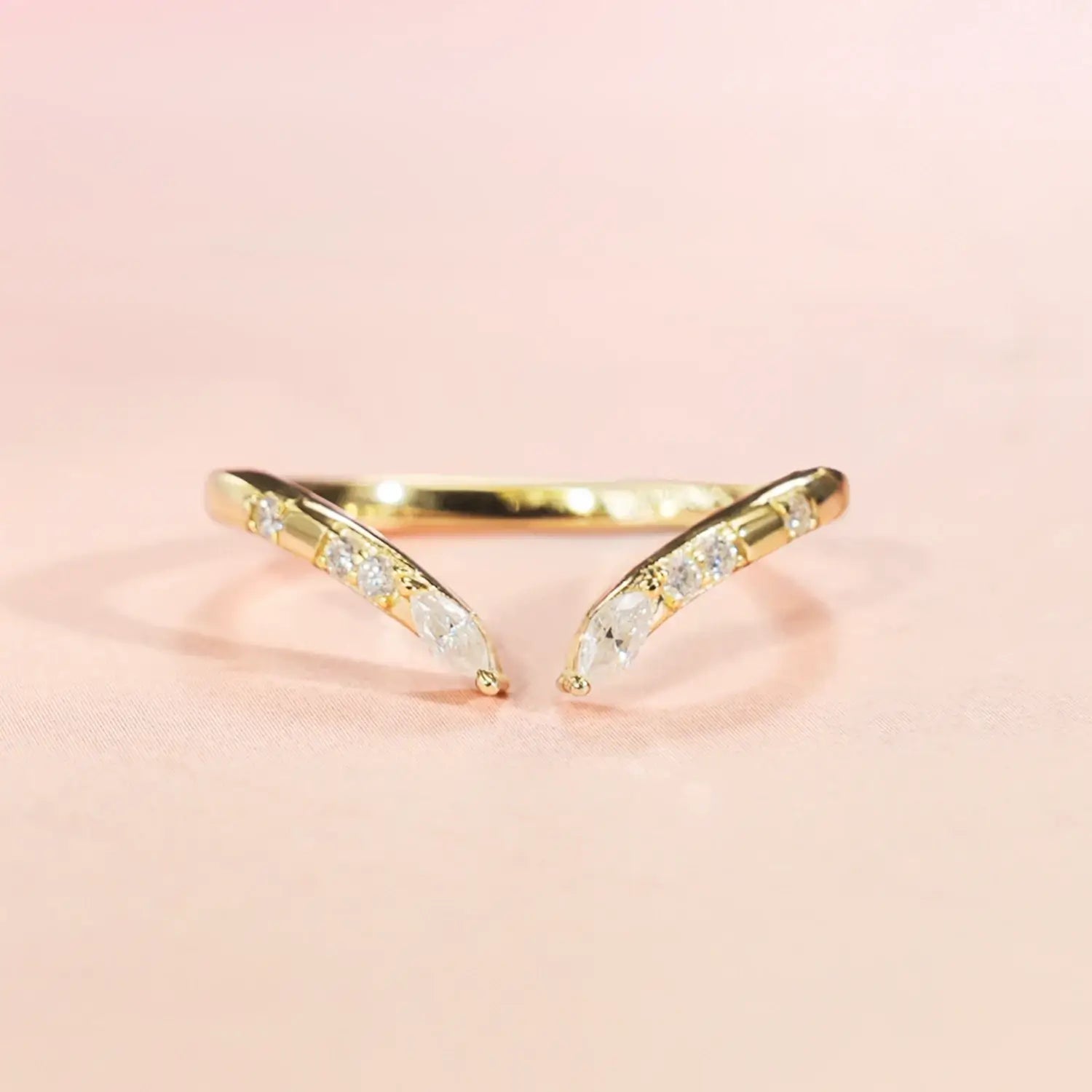 Marquies Cut Moissanite Wedding Band Open Stacking Ring