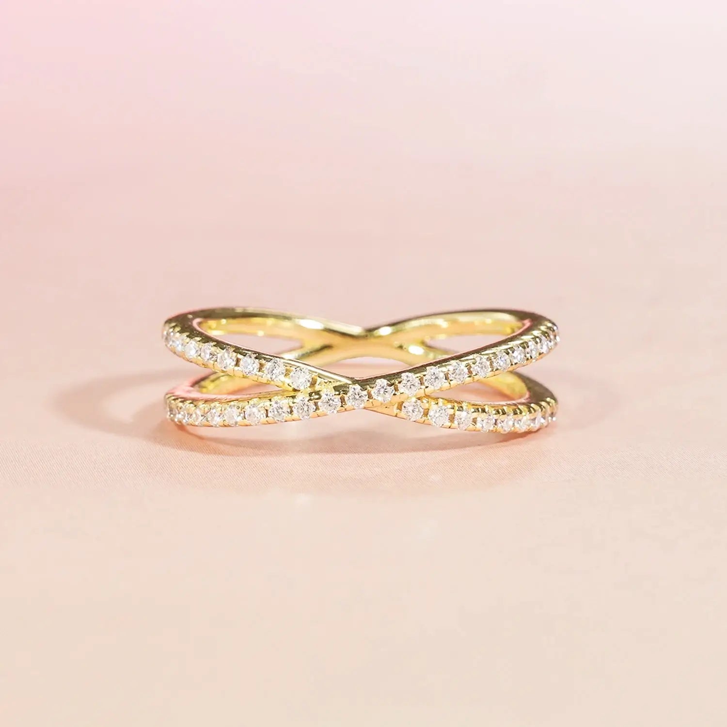 Round Cut Moissanite Cross X-Dainty Ring