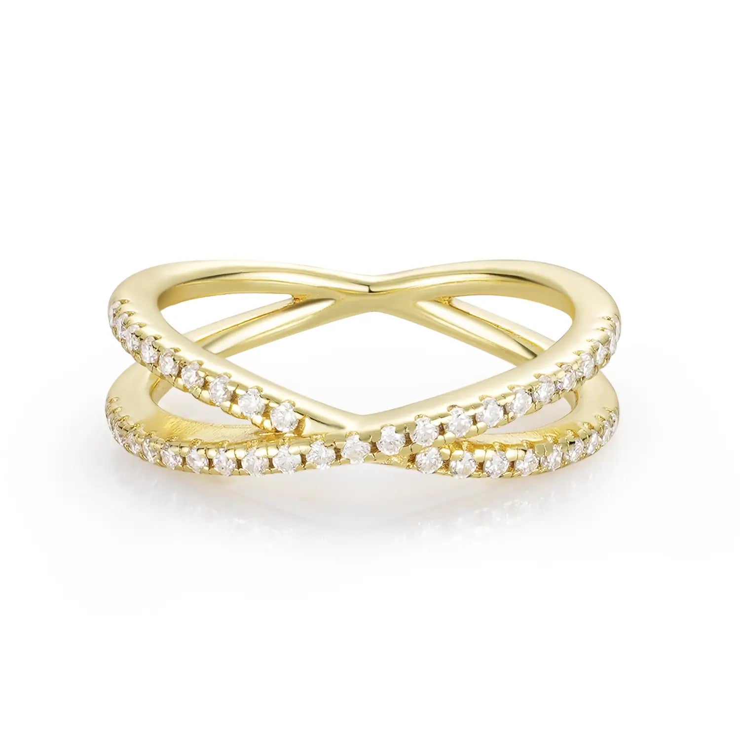 Round Cut Moissanite Cross X-Dainty Ring