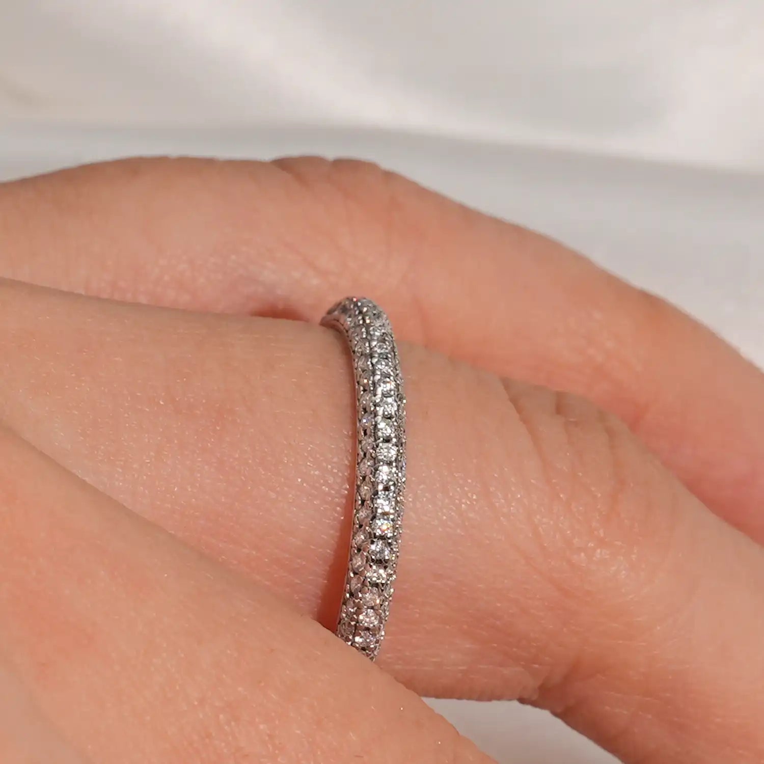 Pave Setting Moissanite Diamond Full Eternity Wedding Ring