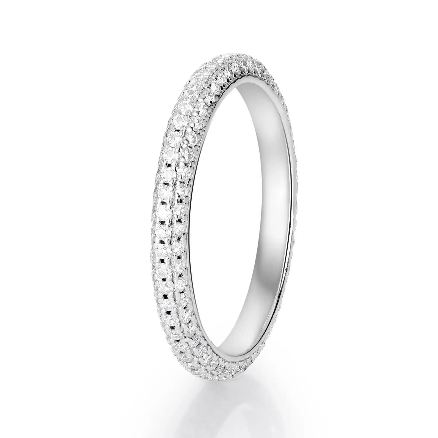 Pave Setting Moissanite Diamond Full Eternity Wedding Ring
