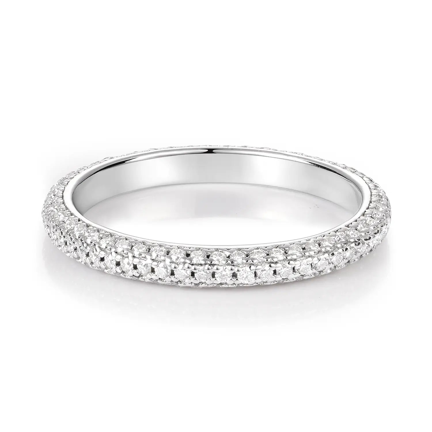 Pave Setting Moissanite Diamond Full Eternity Wedding Ring