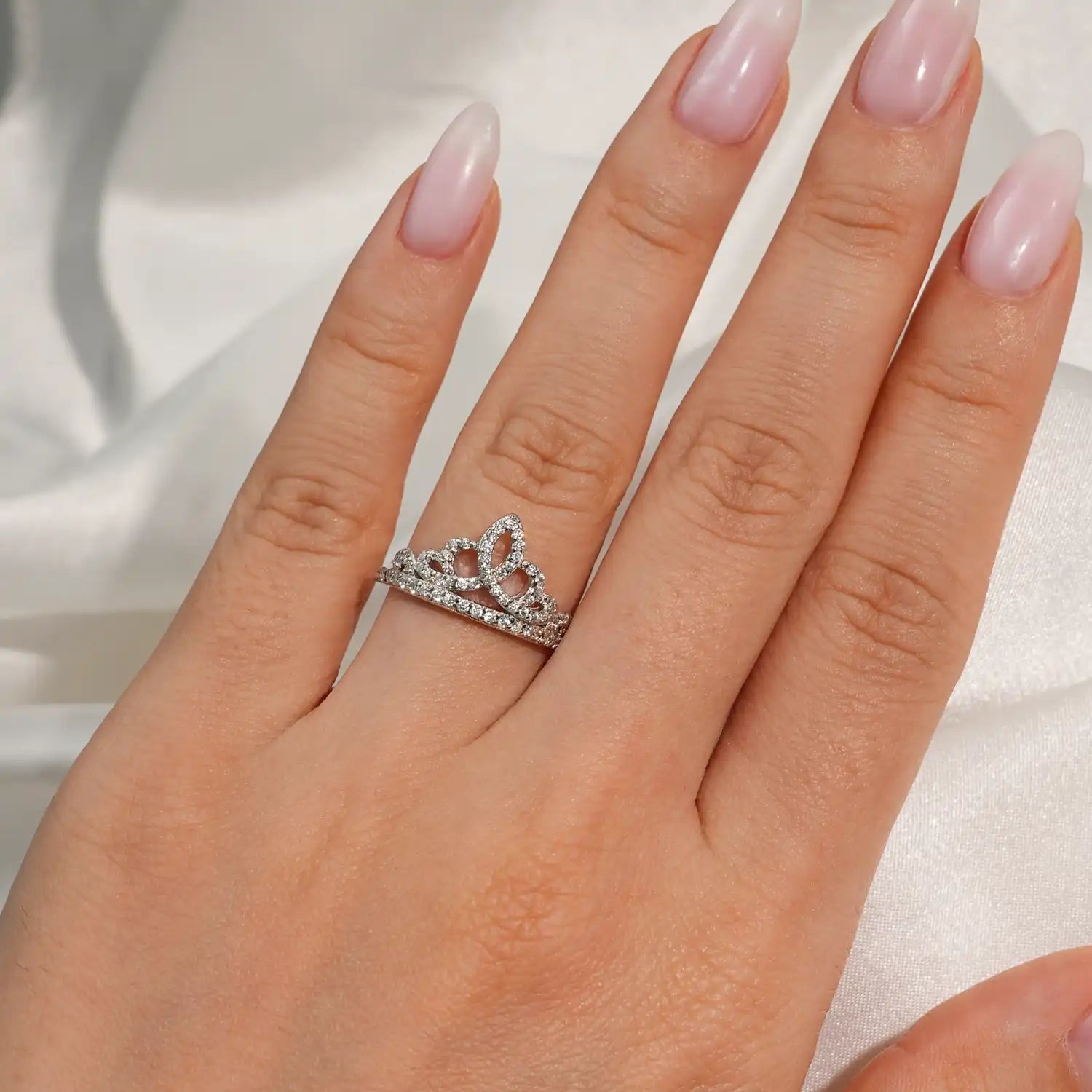 Luxury Princess Style Tiara Moissanite Diamond Wedding Ring