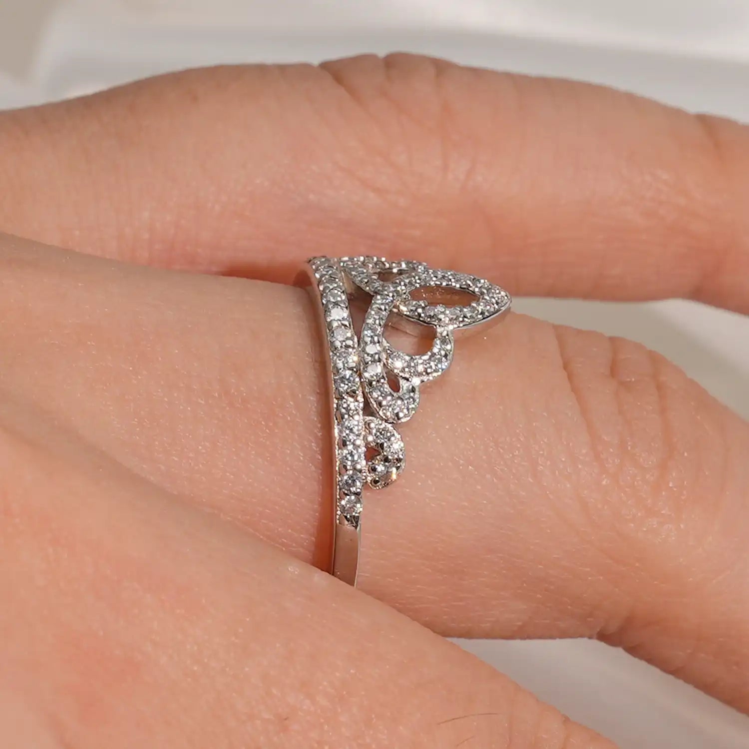 Luxury Princess Style Tiara Moissanite Diamond Wedding Ring