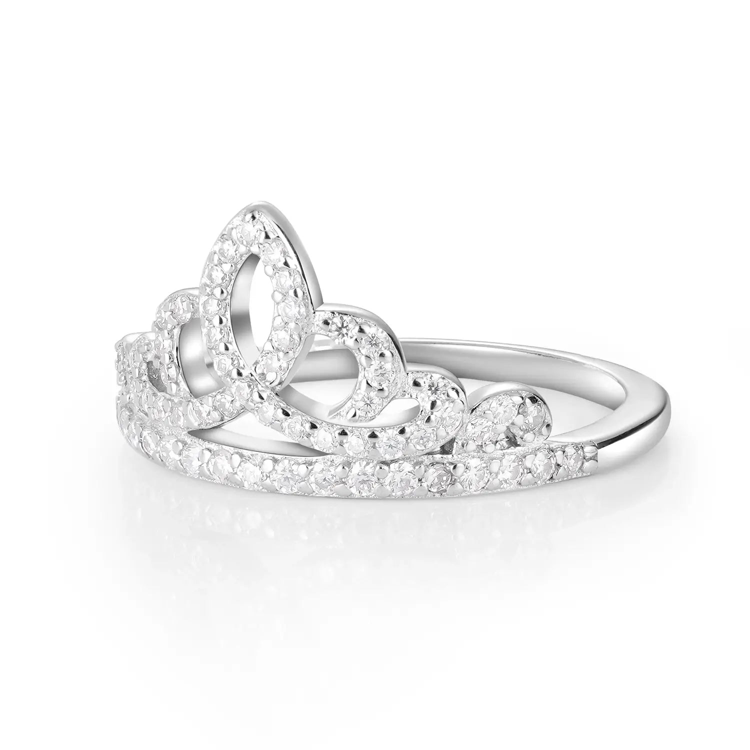 Luxury Princess Style Tiara Moissanite Diamond Wedding Ring