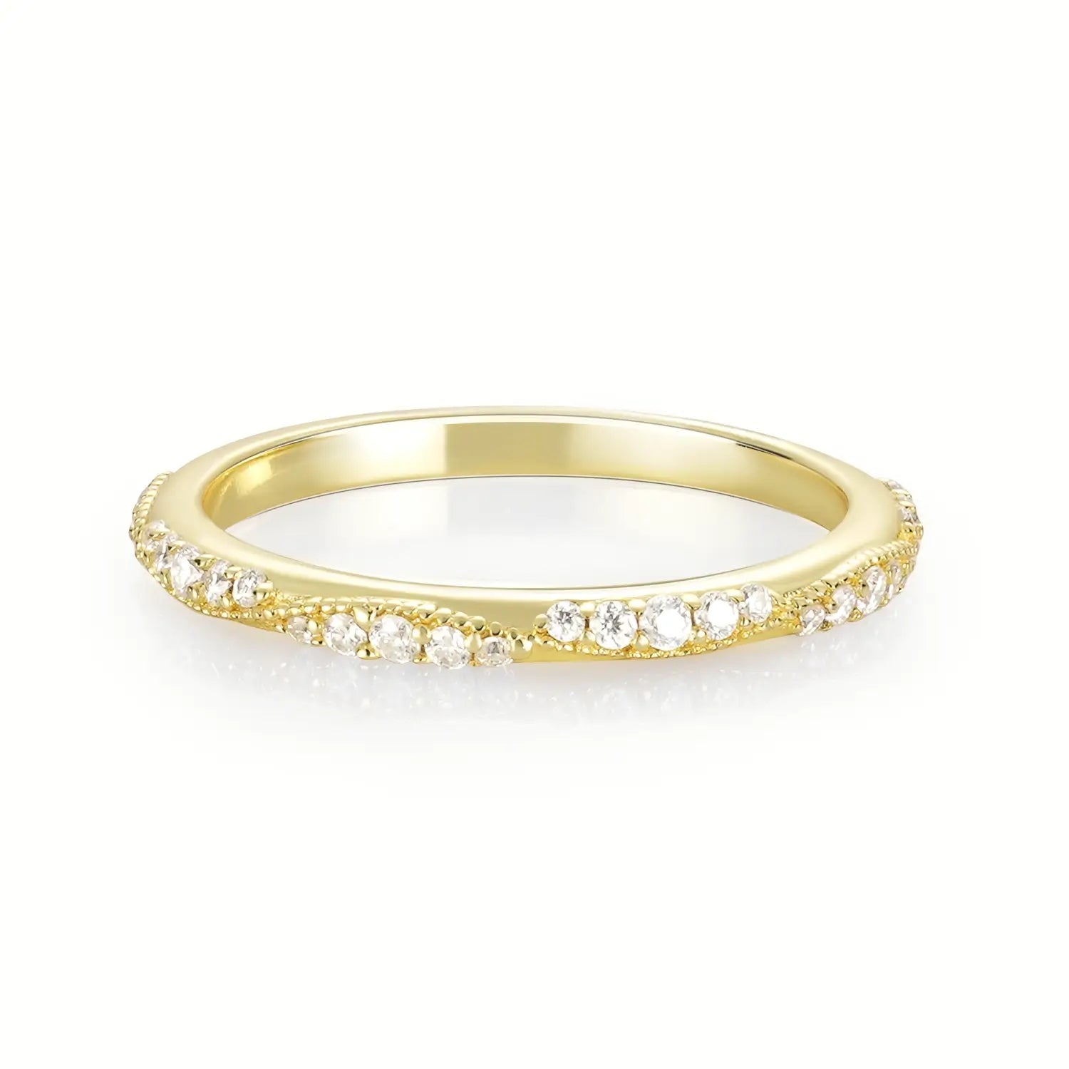 Round Cut Moissanite Wave Wedding Band Fashion Ring