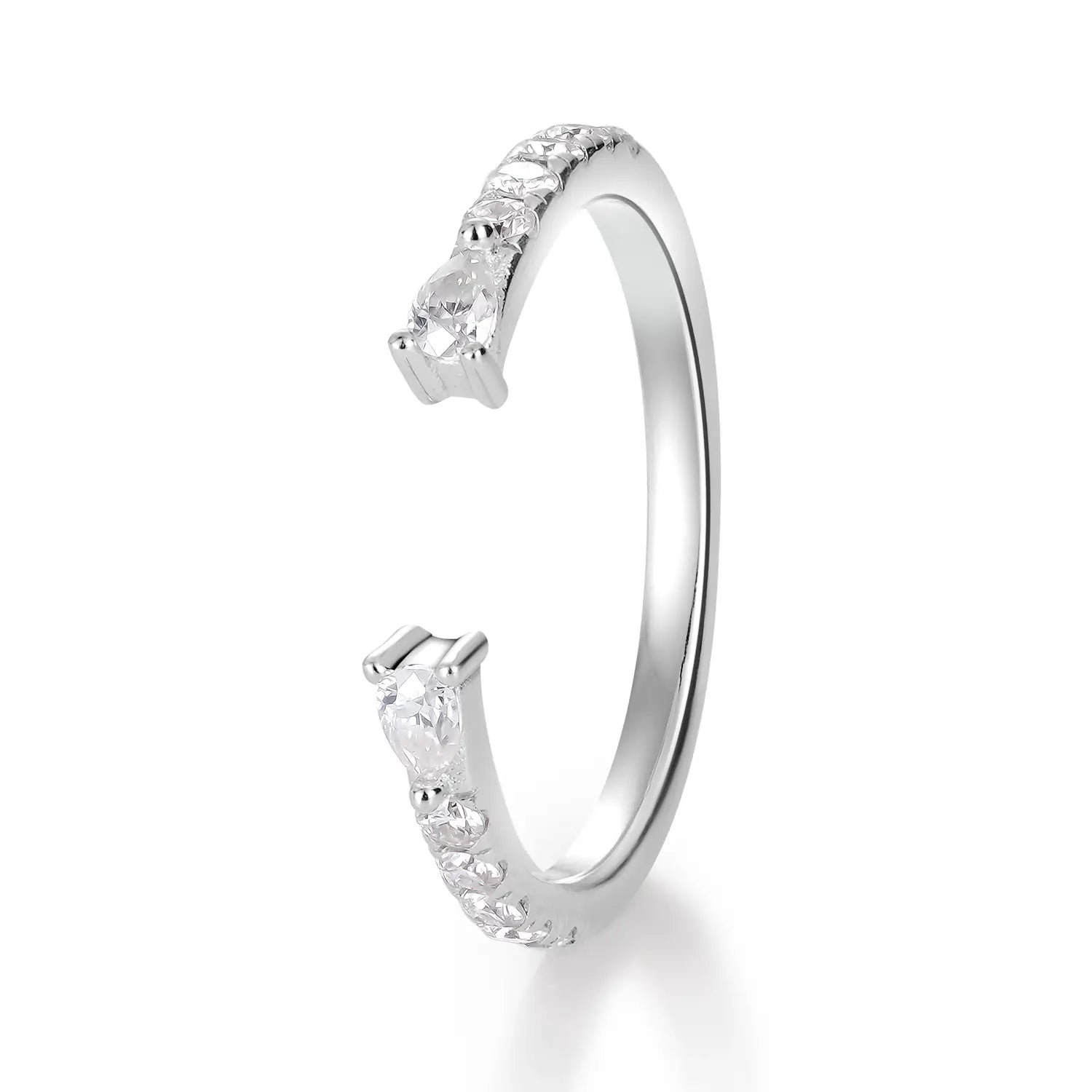 Sleek Design Stackable Moissanite Diamond Open Wedding Band
