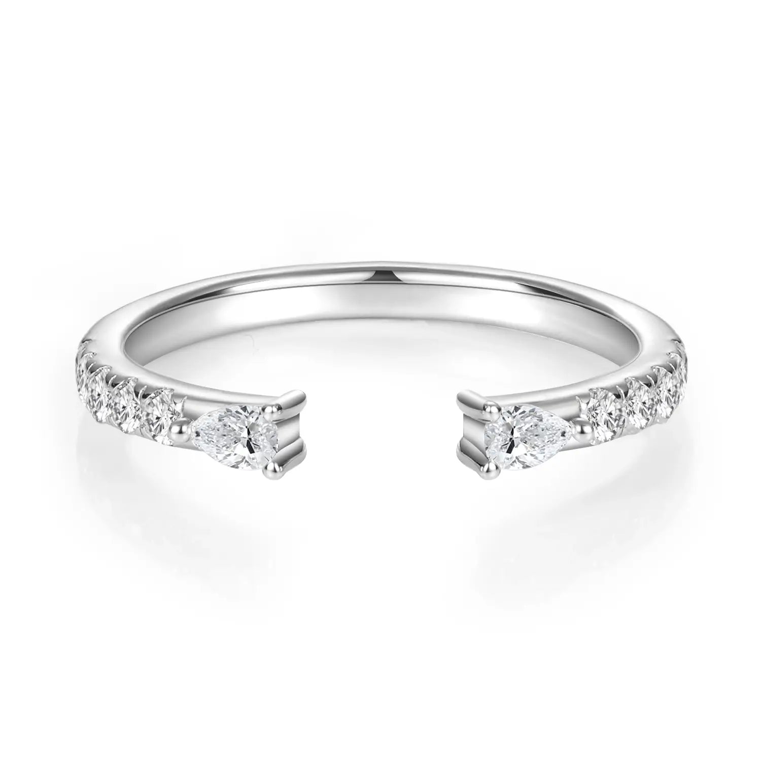 Sleek Design Stackable Moissanite Diamond Open Wedding Band