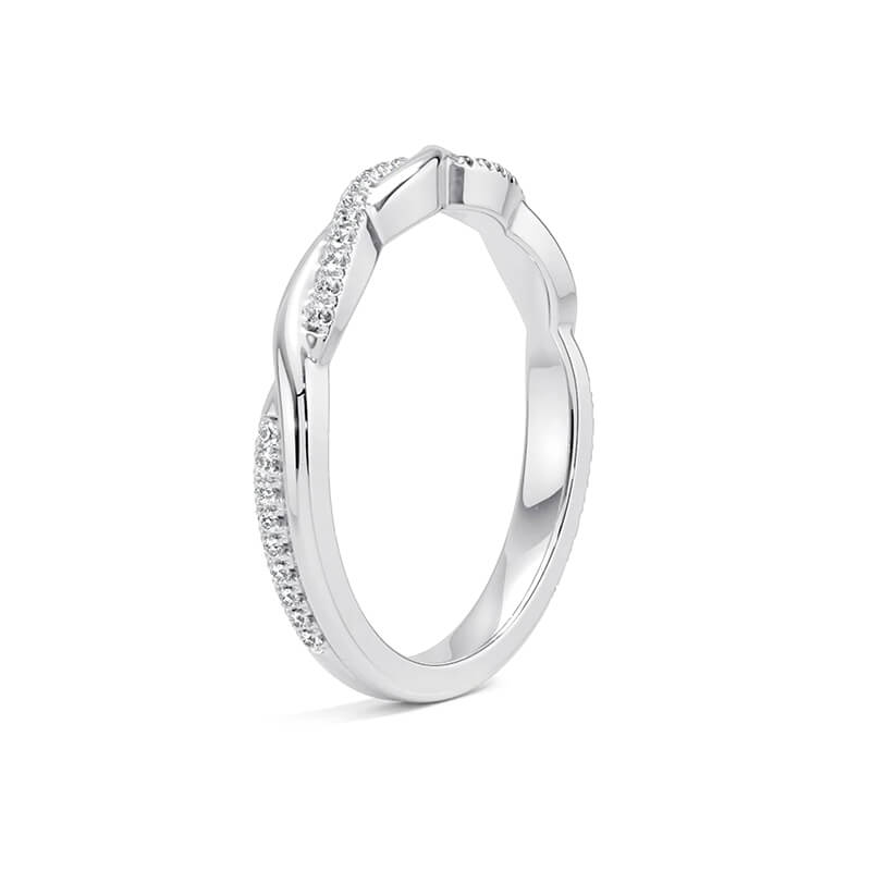 Round Cut Moissanite Twisted Wedding Band Fashion Ring