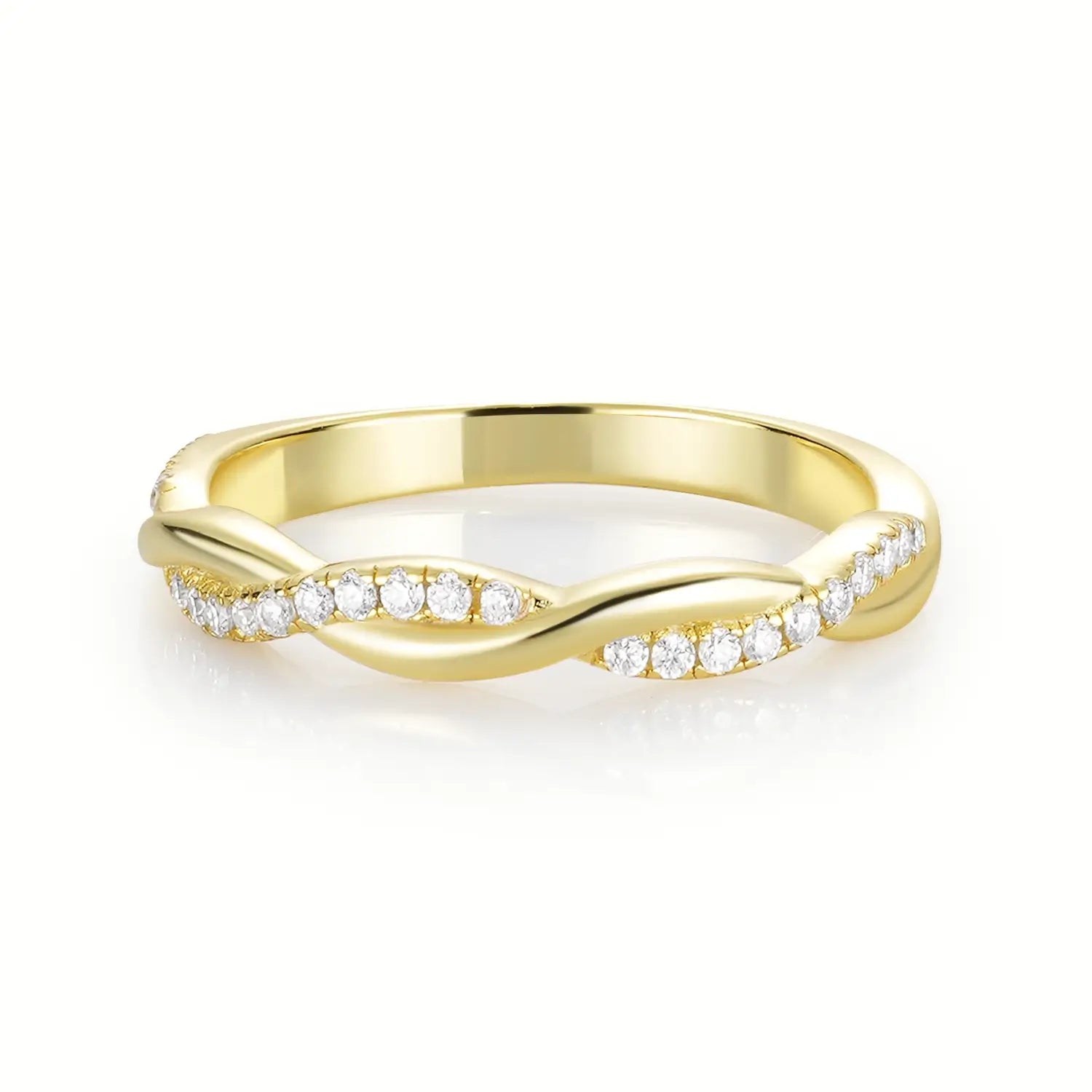 Round Cut Moissanite Twisted Wedding Band Fashion Ring