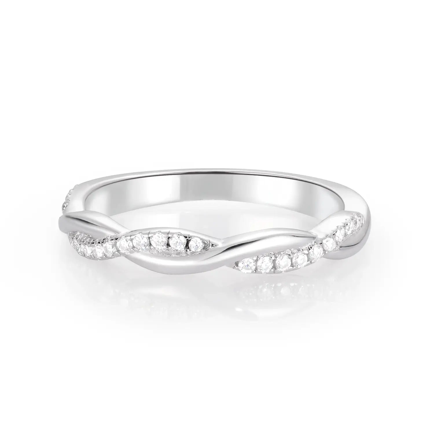 Round Cut Moissanite Twisted Wedding Band Fashion Ring