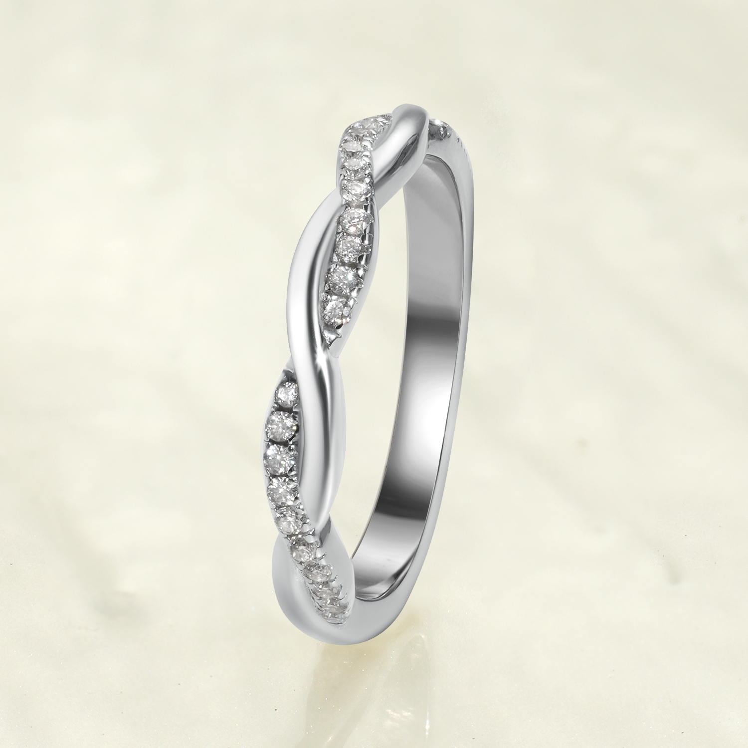 Round Cut Moissanite Twisted Wedding Band Fashion Ring