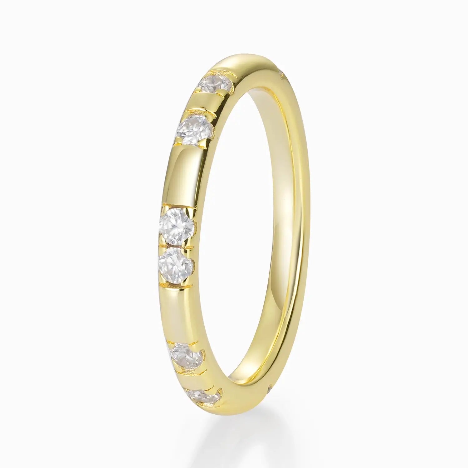 14k White Gold Plated Sporadically Set Moissanite Diamond Wedding Band