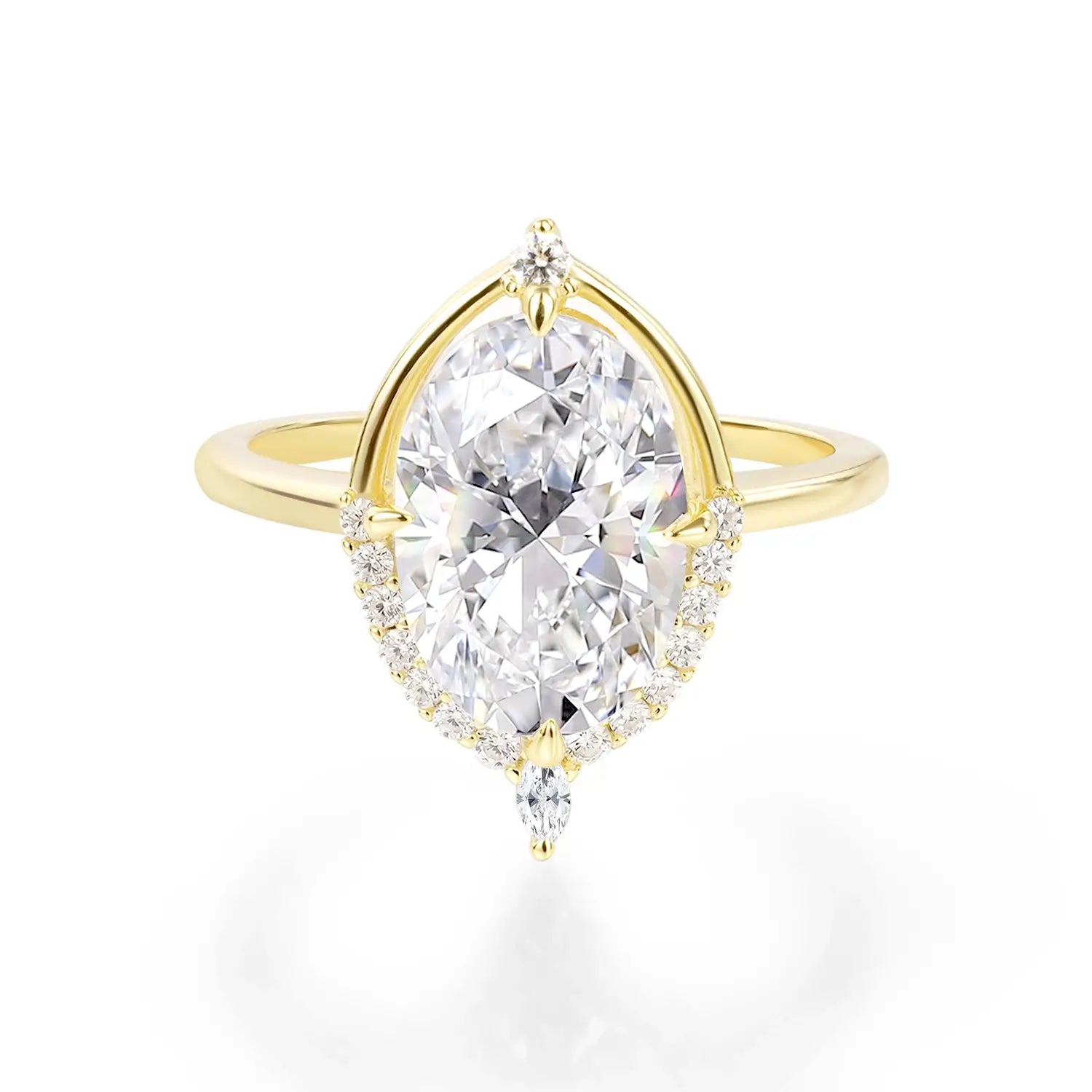 14K Gold Plated Unique Halo Vintage Diamond Engagement Ring