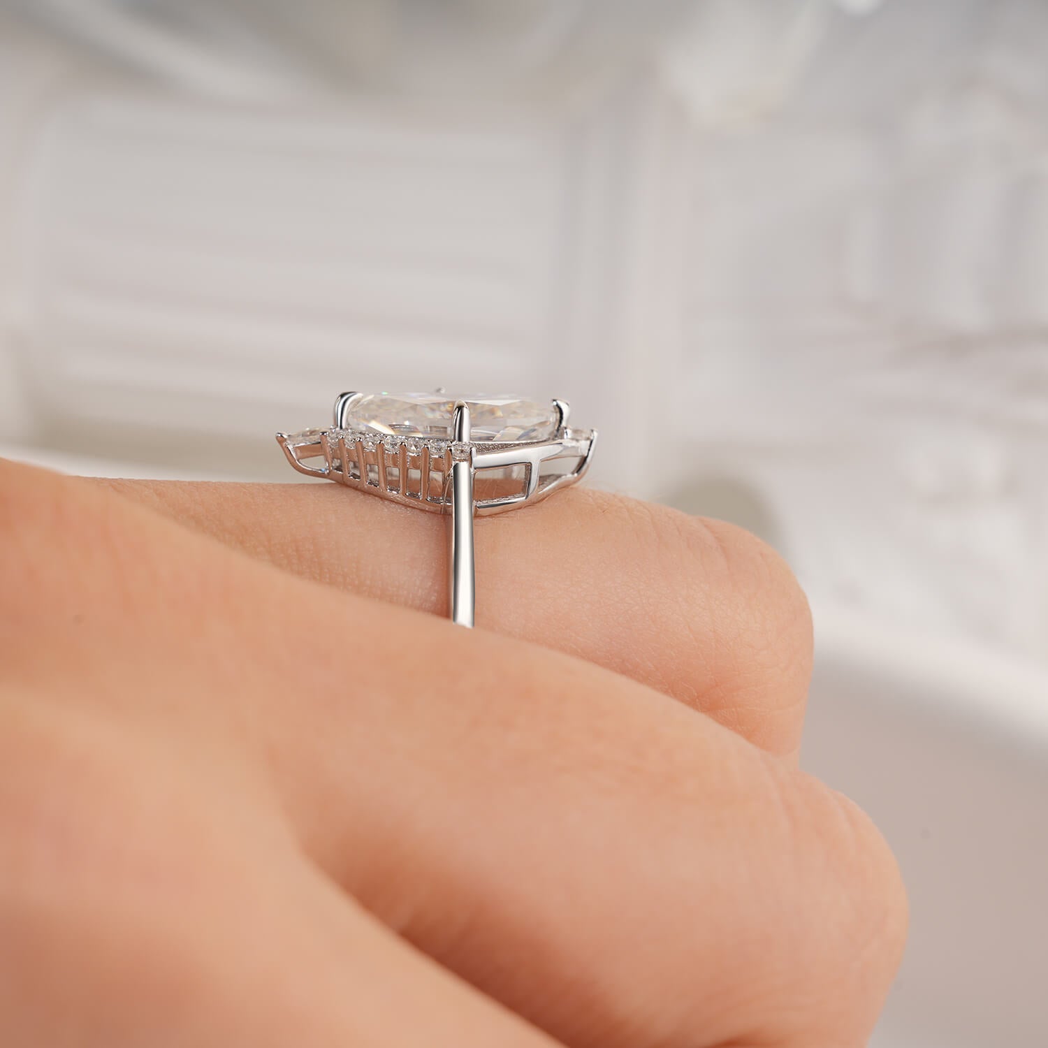 14K Gold Plated Unique Halo Vintage Diamond Engagement Ring