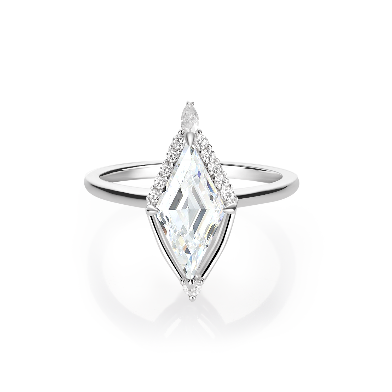 14K Gold Plated Unique Halo Vintage Color Kite Cut Diamond Engagement Ring