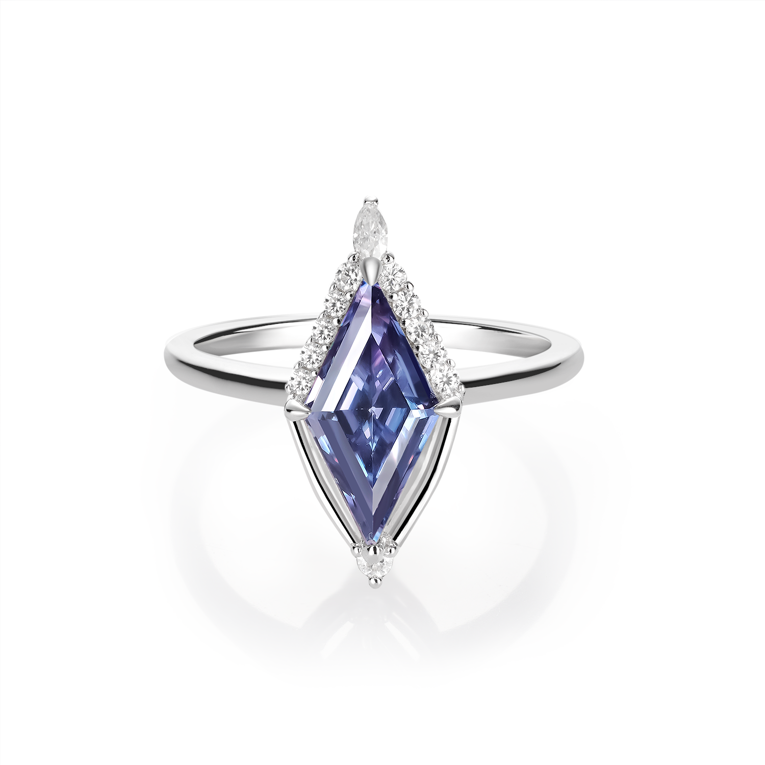 14K Gold Plated Unique Halo Vintage Color Kite Cut Diamond Engagement Ring