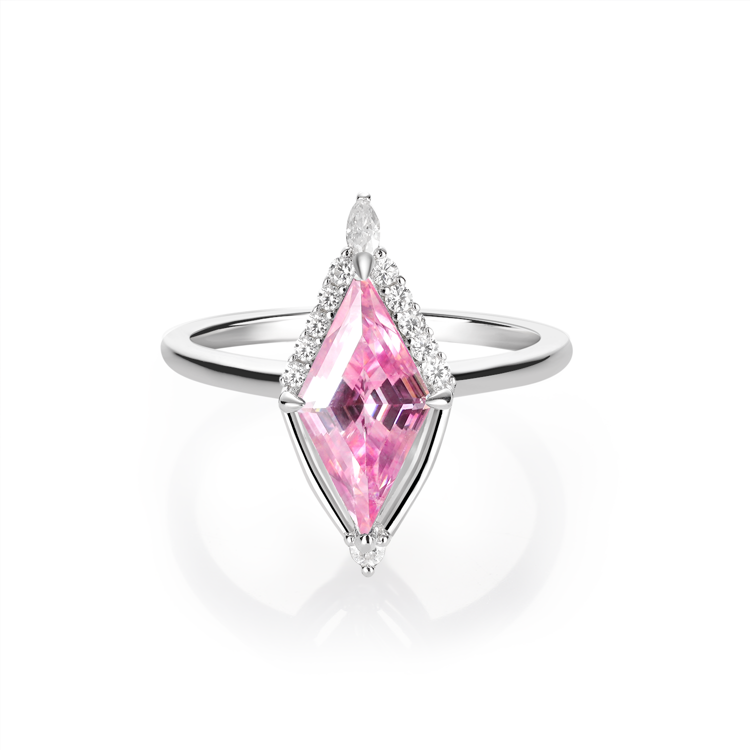 14K Gold Plated Unique Halo Vintage Color Kite Cut Diamond Engagement Ring