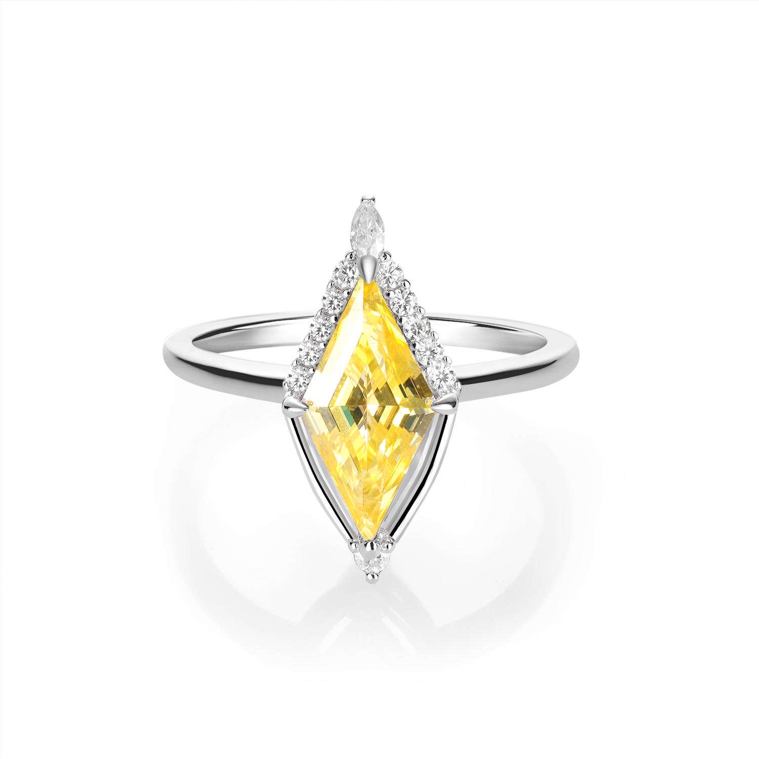 14K Gold Plated Unique Halo Vintage Color Kite Cut Diamond Engagement Ring